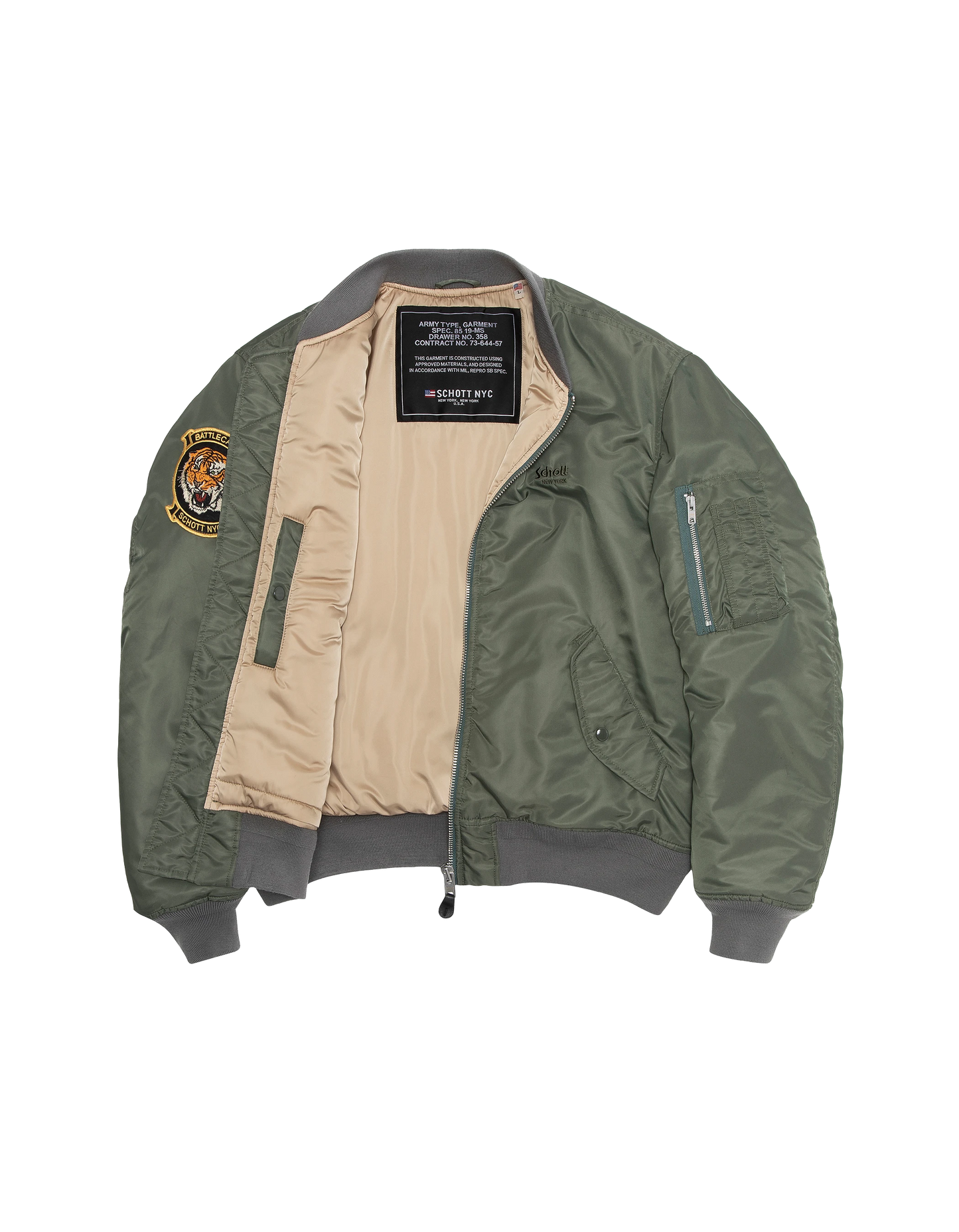 Bomber MA-1 gewaschener grüner Suka in recyceltem Nylon