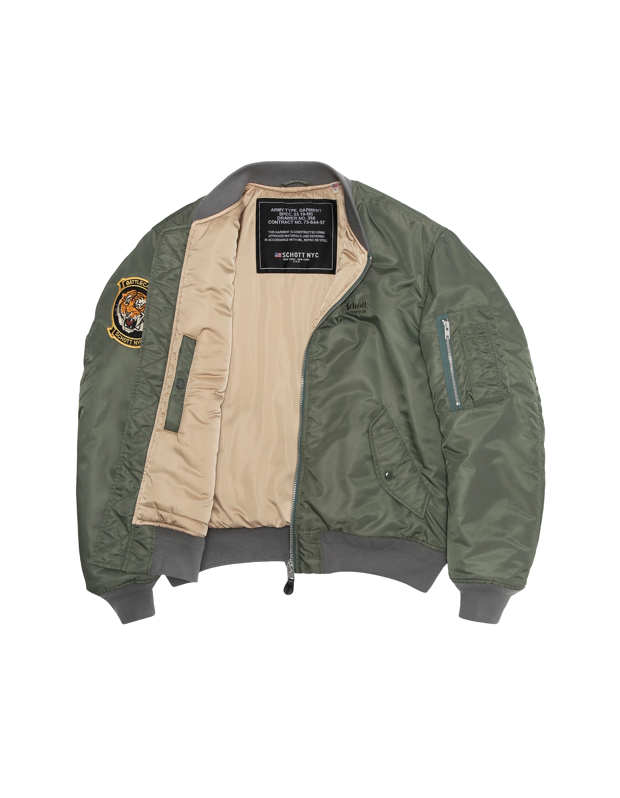 Bomber MA-1 gewaschener grüner Suka in recyceltem Nylon-5