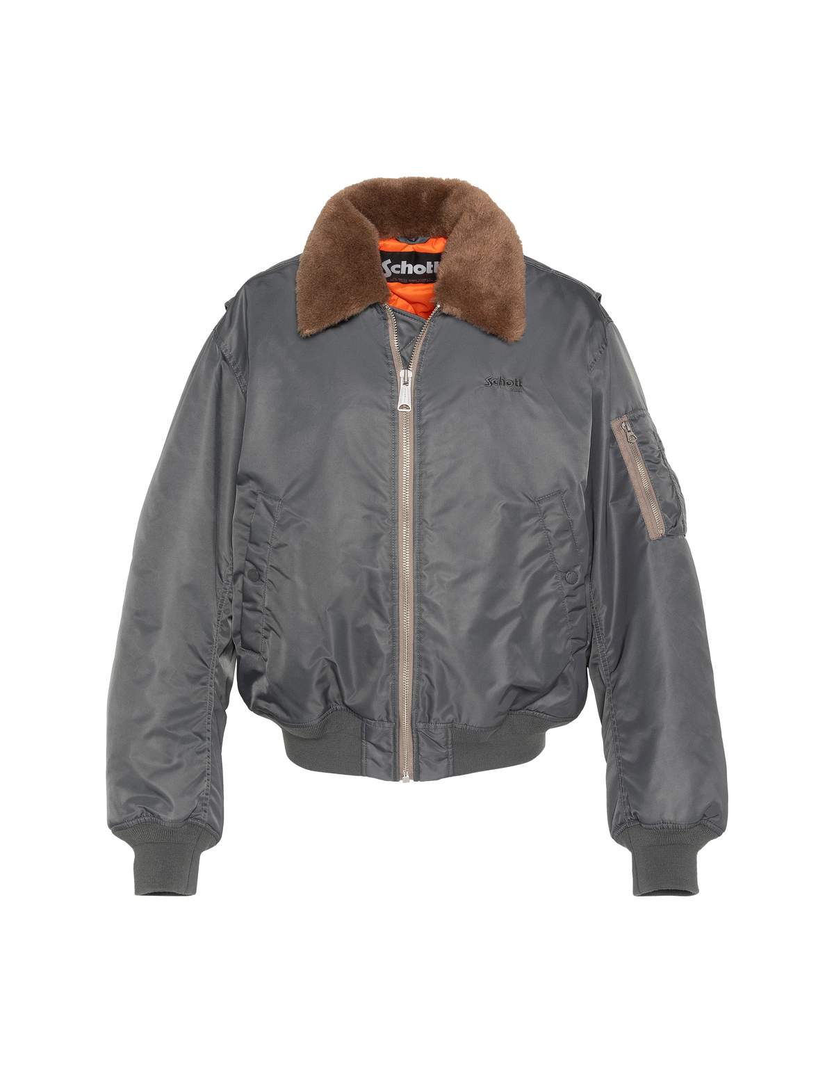 Blouson pilote vintage étain, coupe oversize
