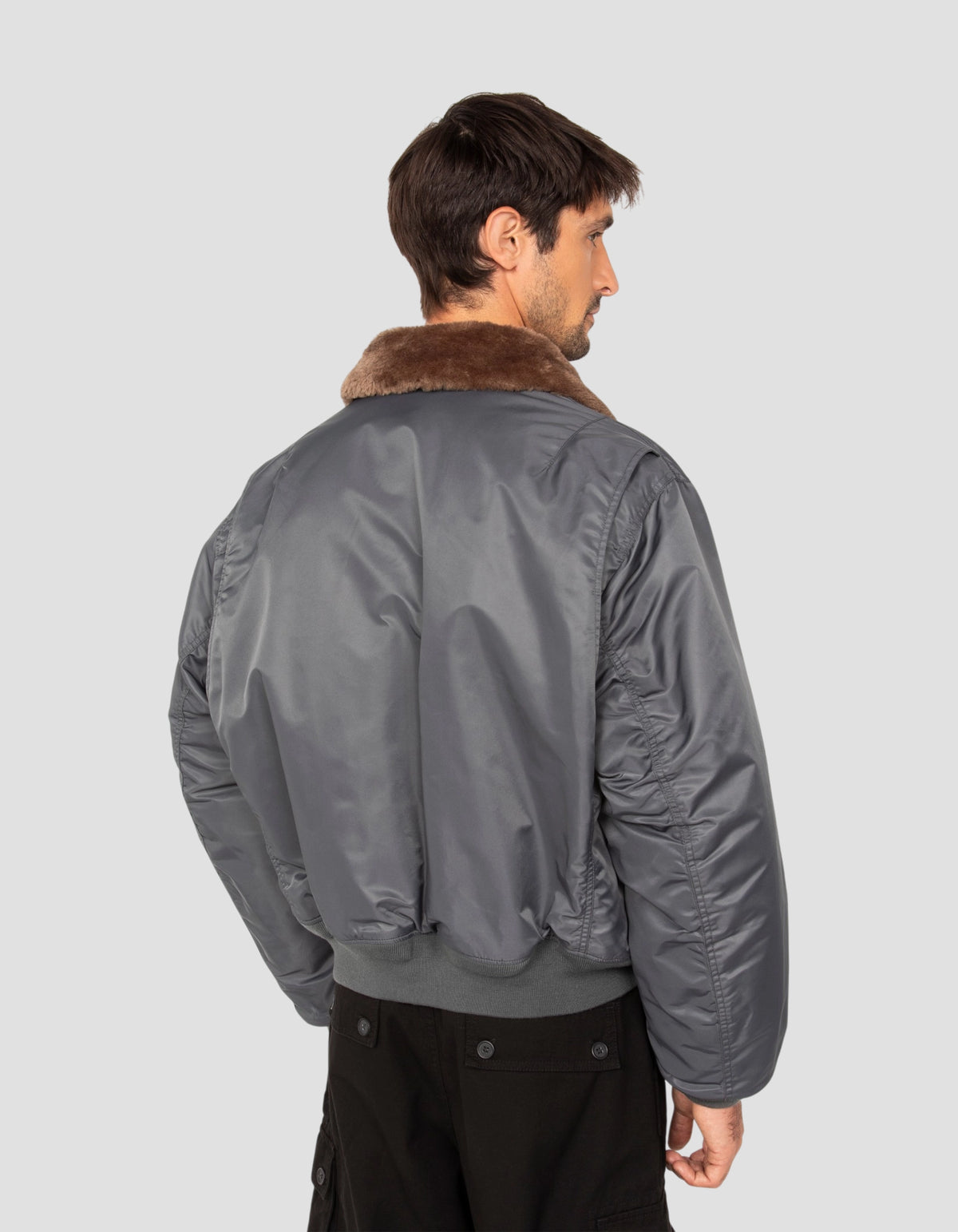 Blouson pilote vintage étain, coupe oversize-6