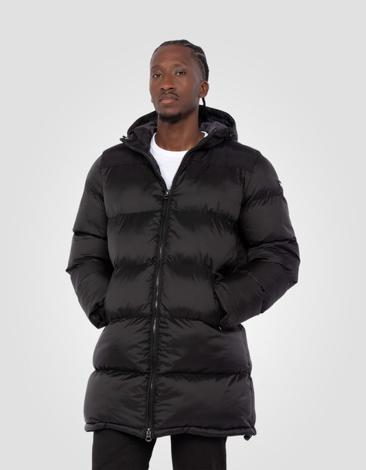 puffer jacket long to fixed hood