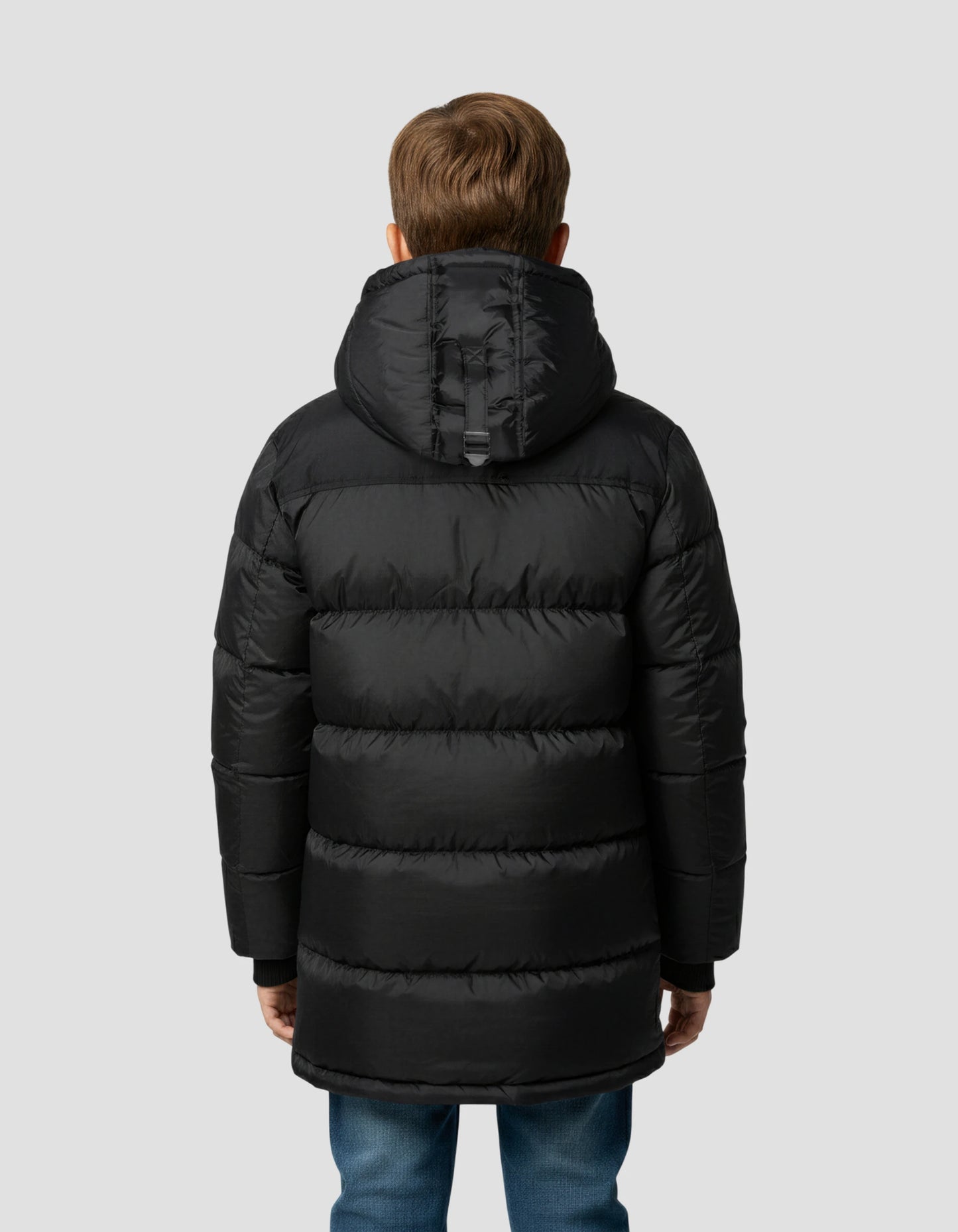 Long black jacket with children's hood