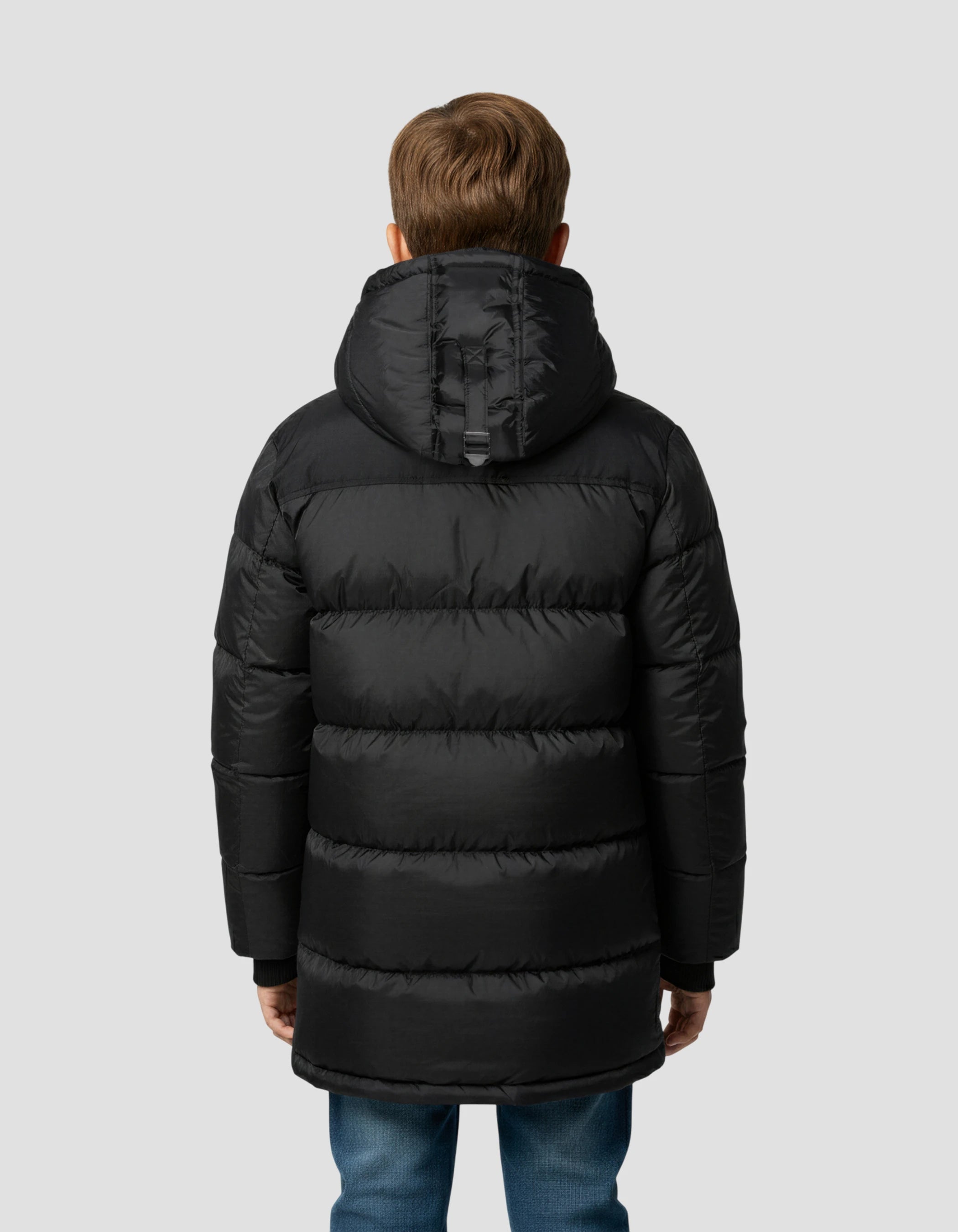 Long black jacket with children's hood-4