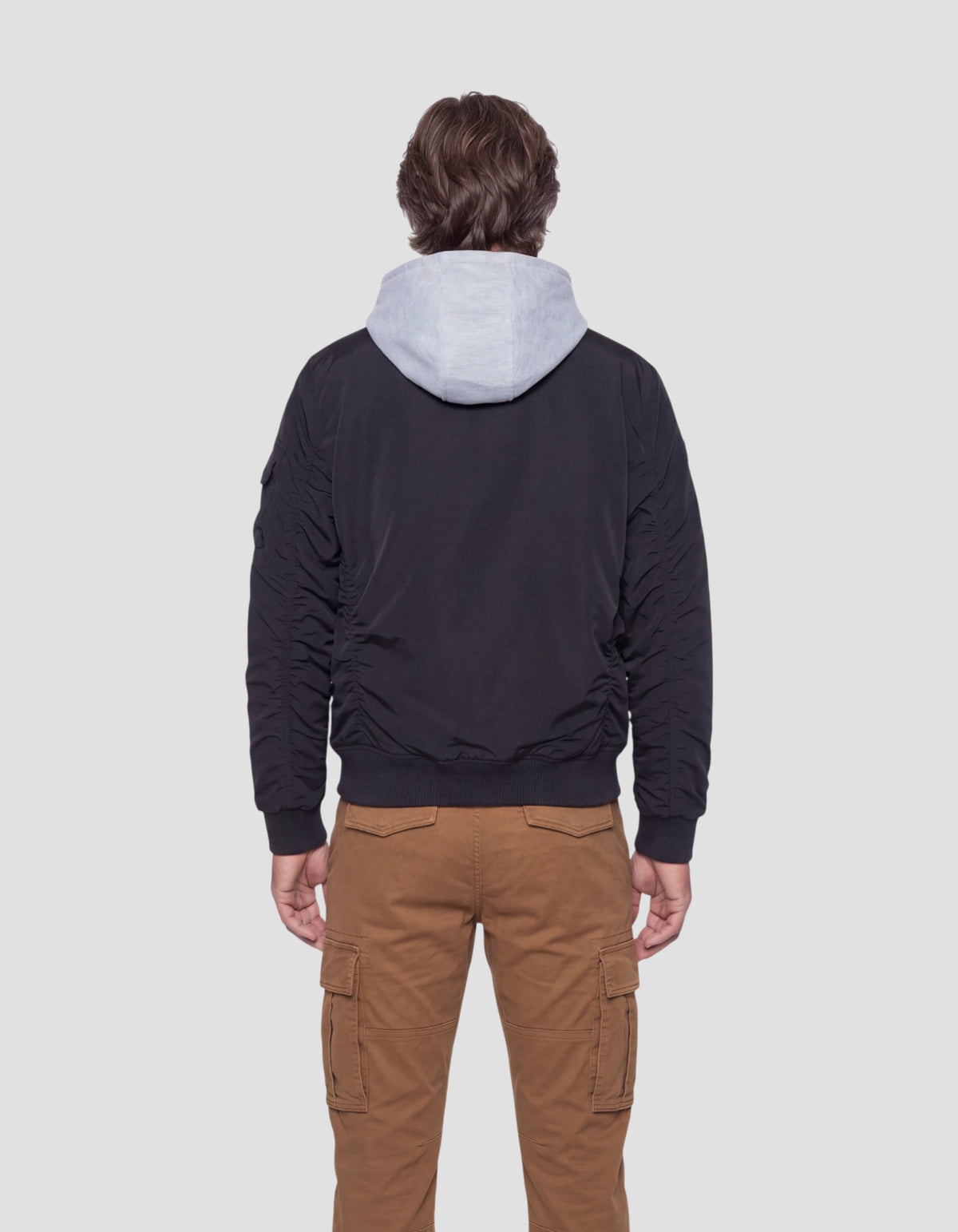 Bomber à capuche bleu marine en moletton