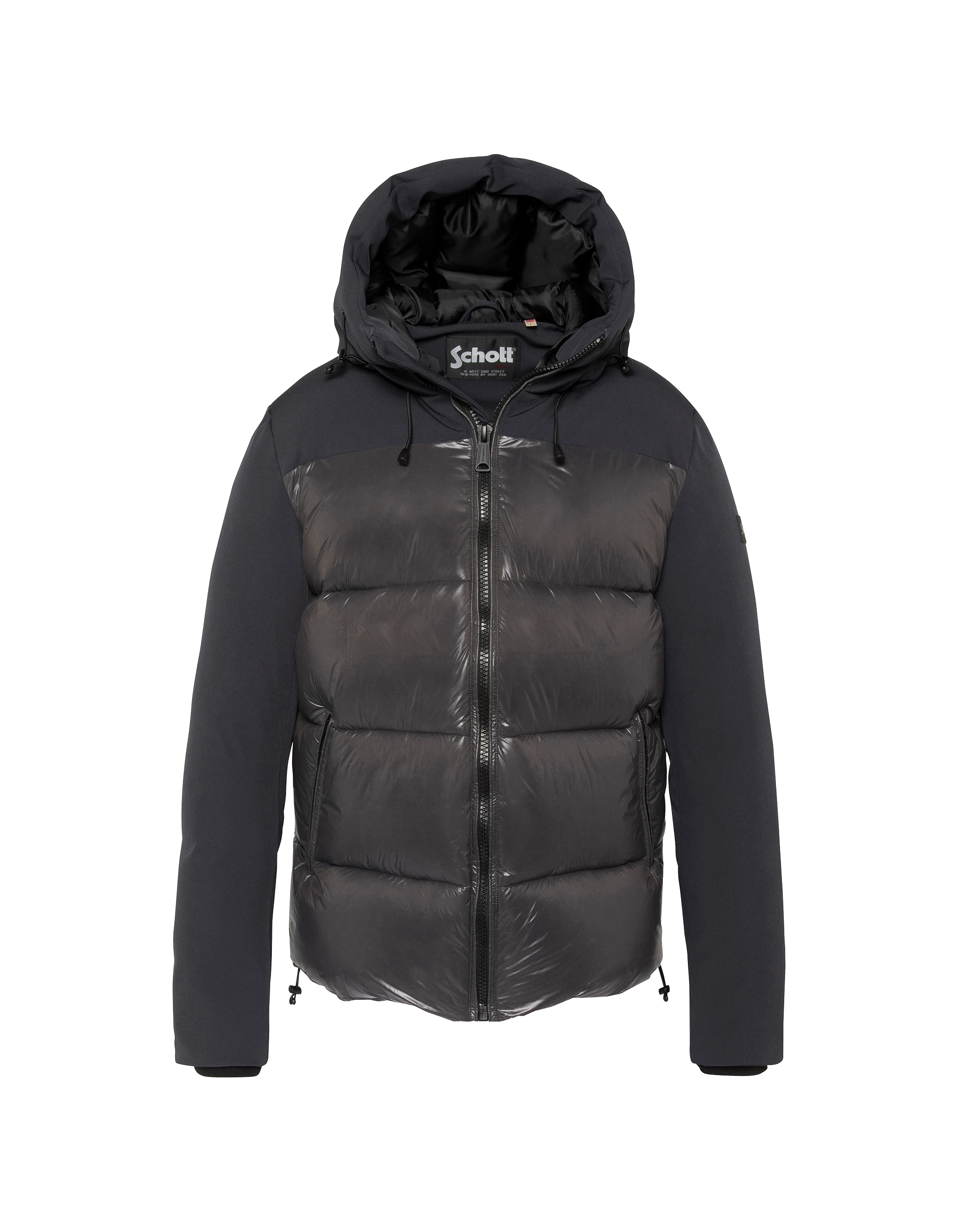 Blouson à capuche anthracite bi-matière-1