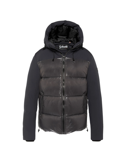 Blouson à capuche anthracite bi-matière