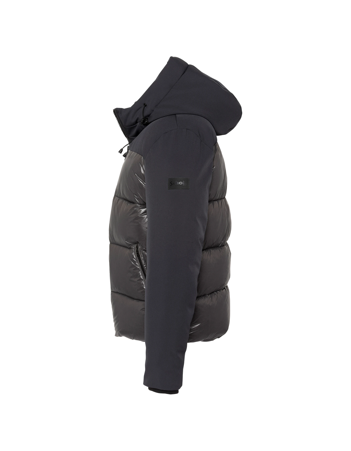 Blouson à capuche anthracite bi-matière