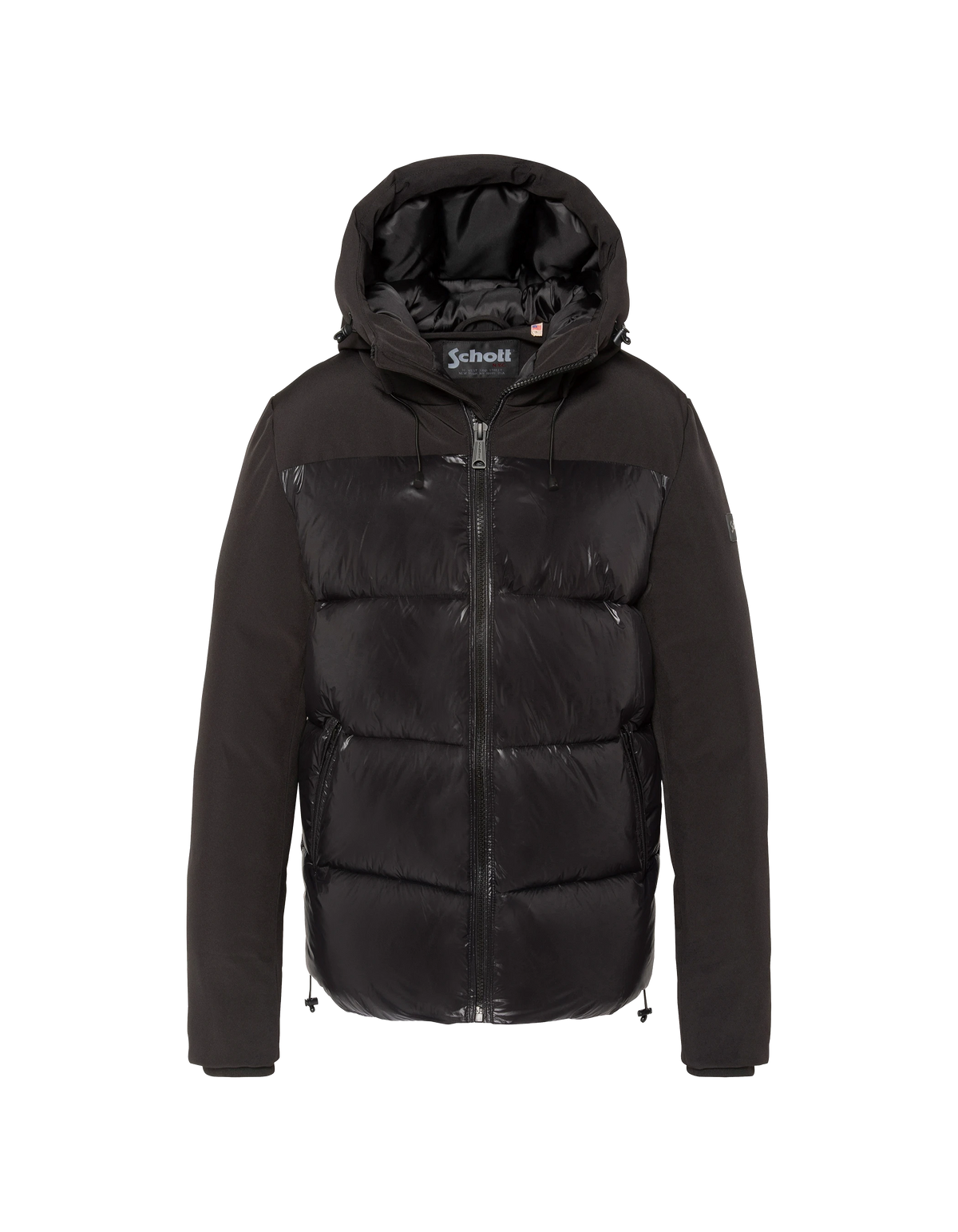 Blouson à capuche noir bi-matière-1