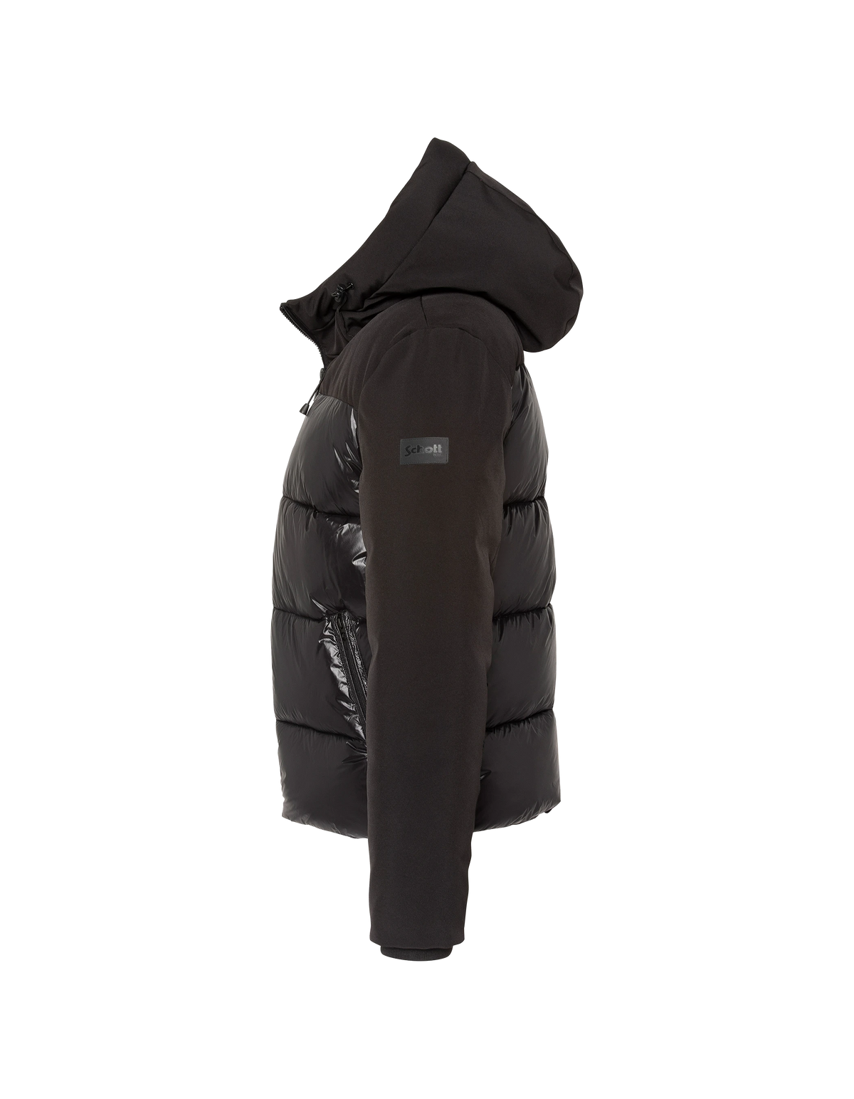 Blouson à capuche noir bi-matière-3