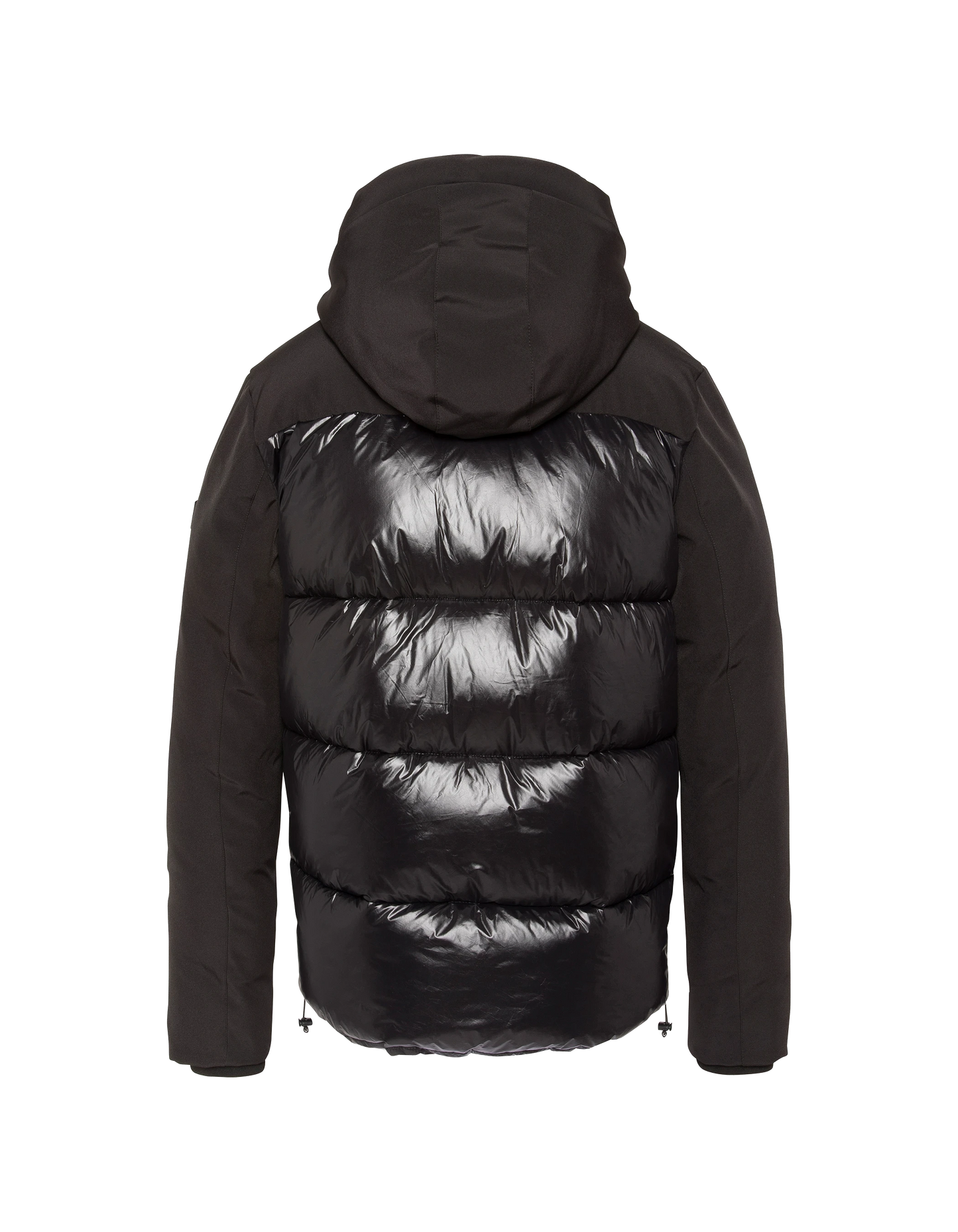 Blouson à capuche noir bi-matière