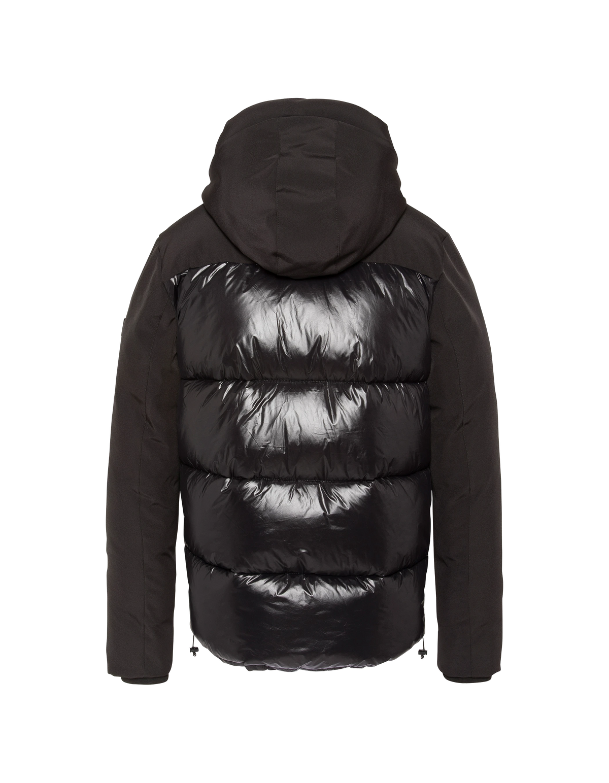 Blouson à capuche noir bi-matière-2