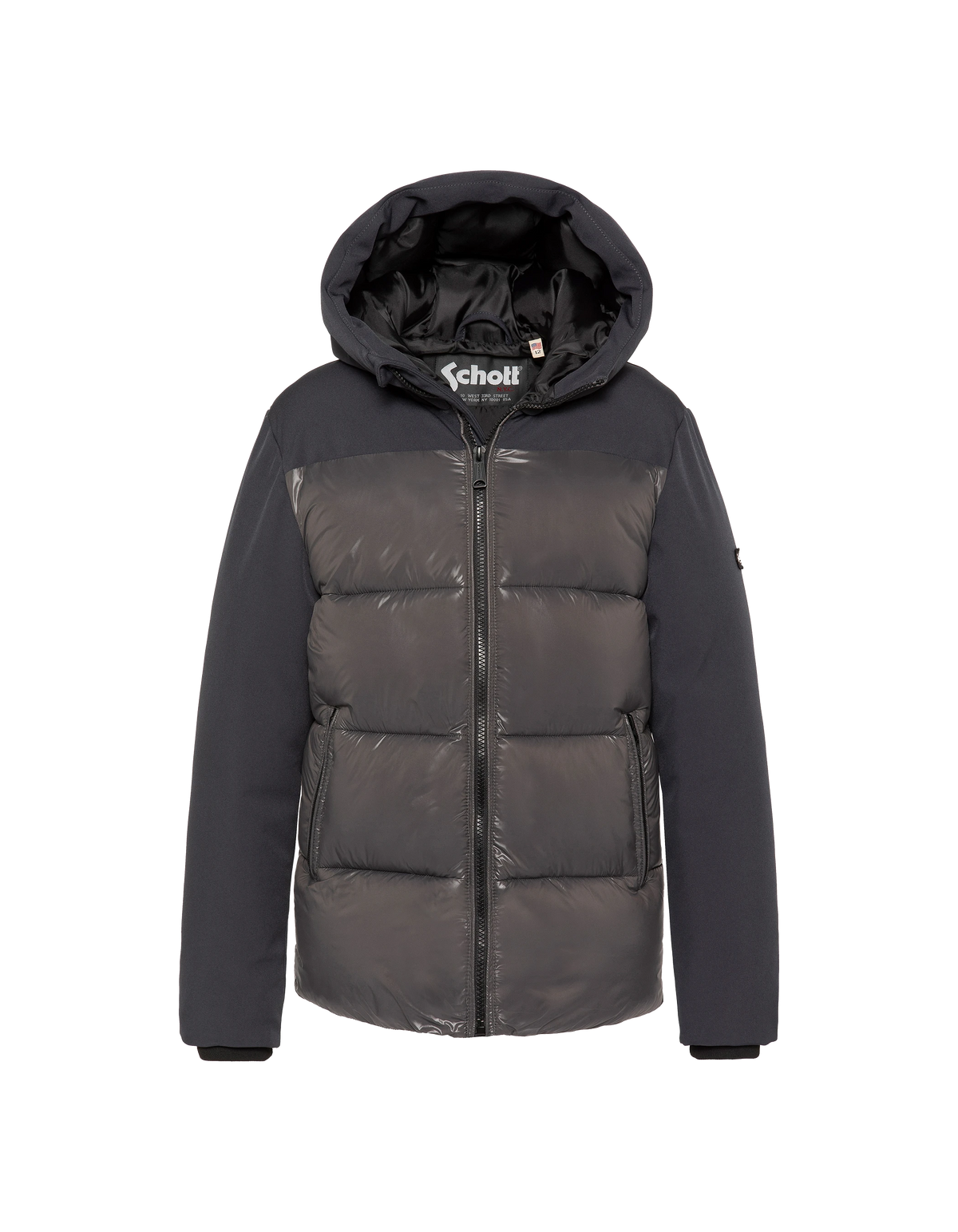 Blouson à capuche anthracite bi-matière enfant