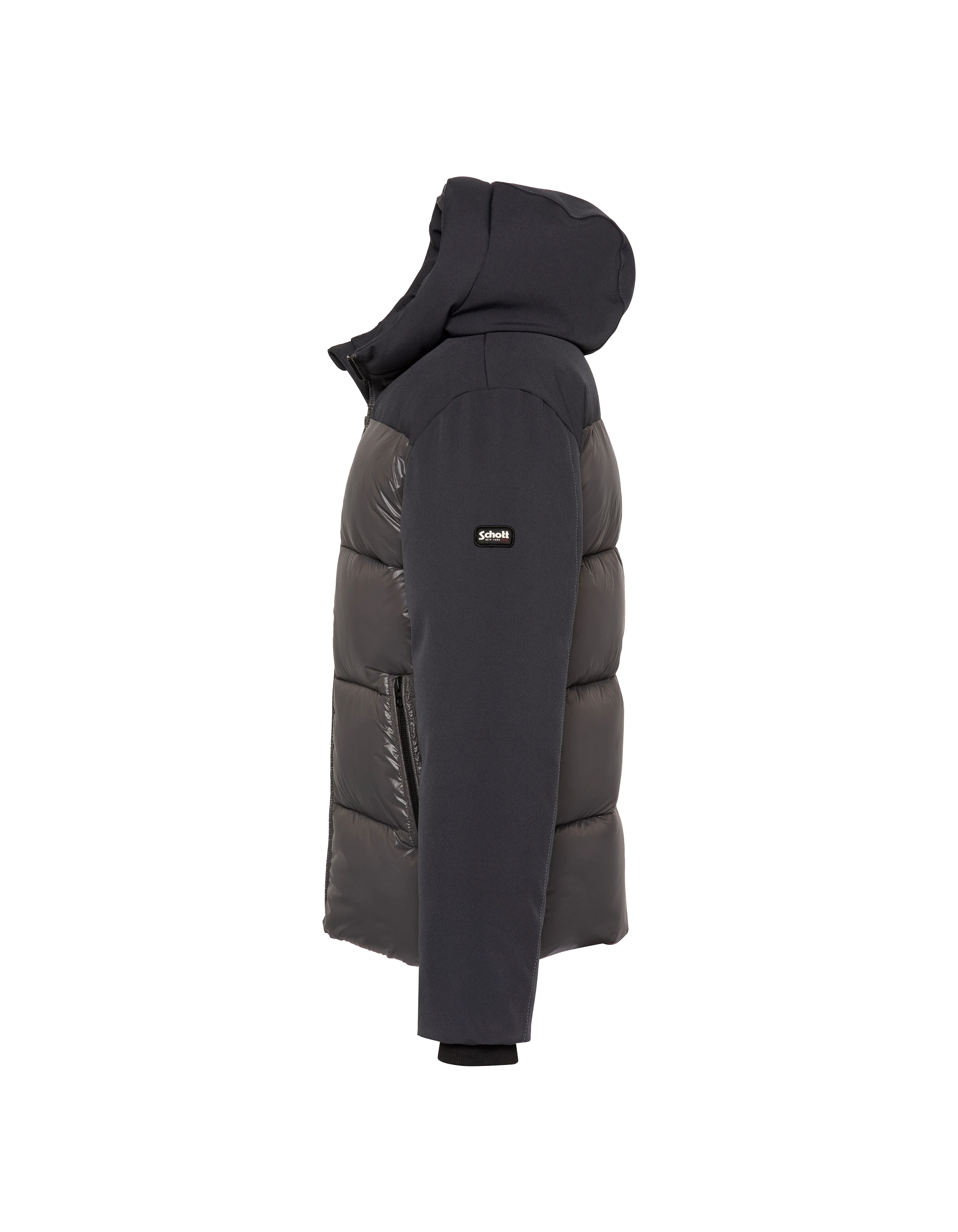 Blouson à capuche anthracite bi-matière enfant-3