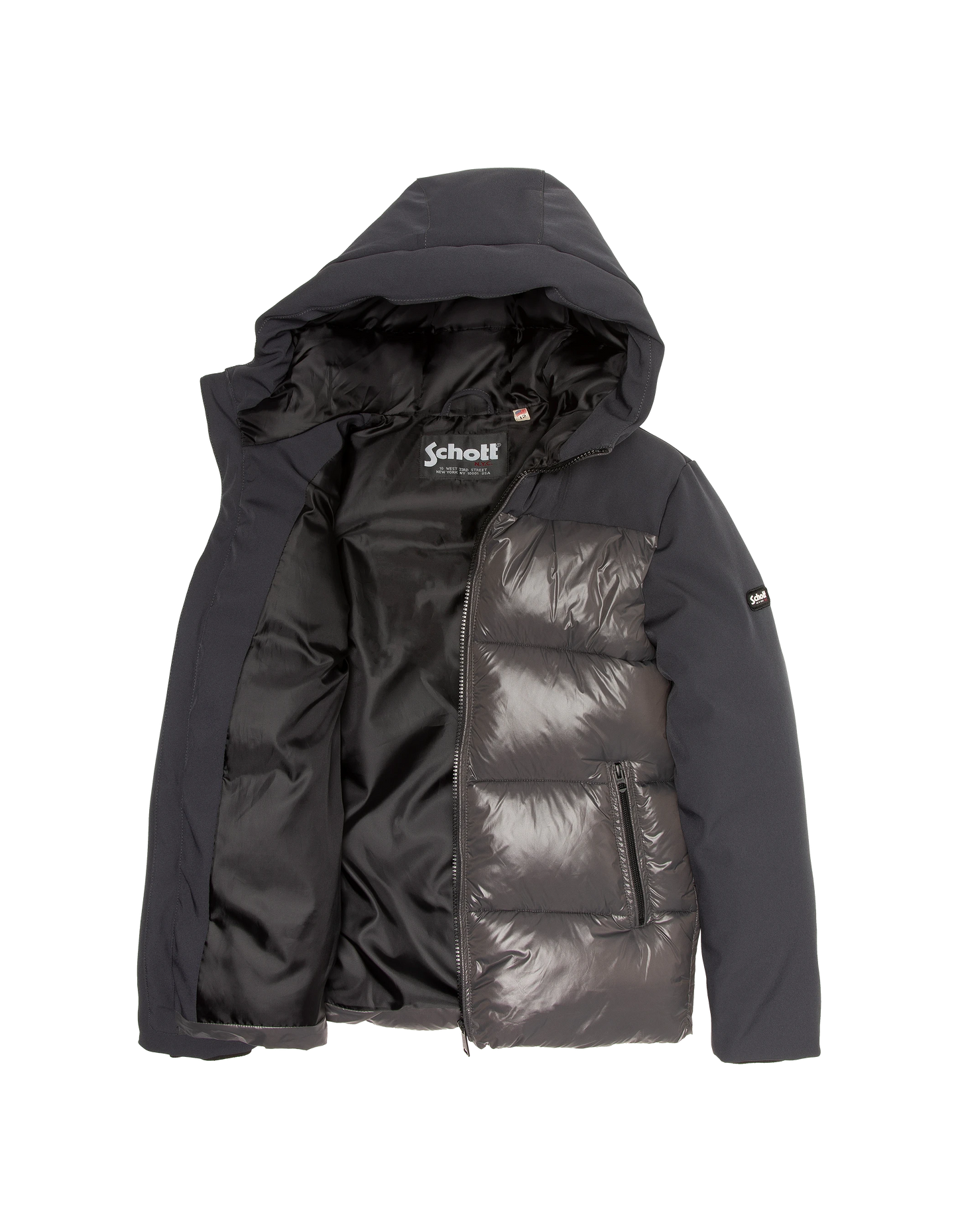 Blouson à capuche anthracite bi-matière enfant