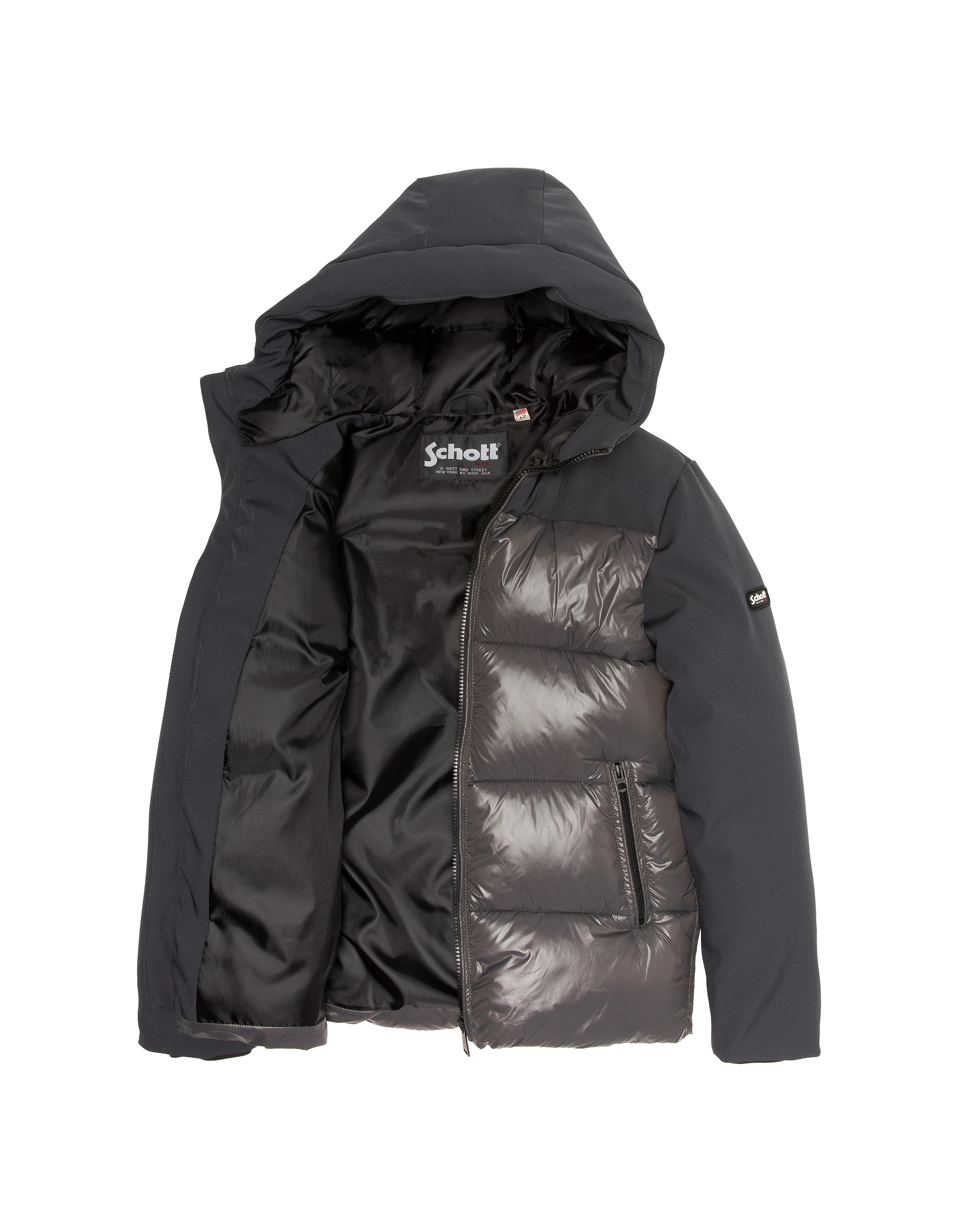 Blouson à capuche anthracite bi-matière enfant-4
