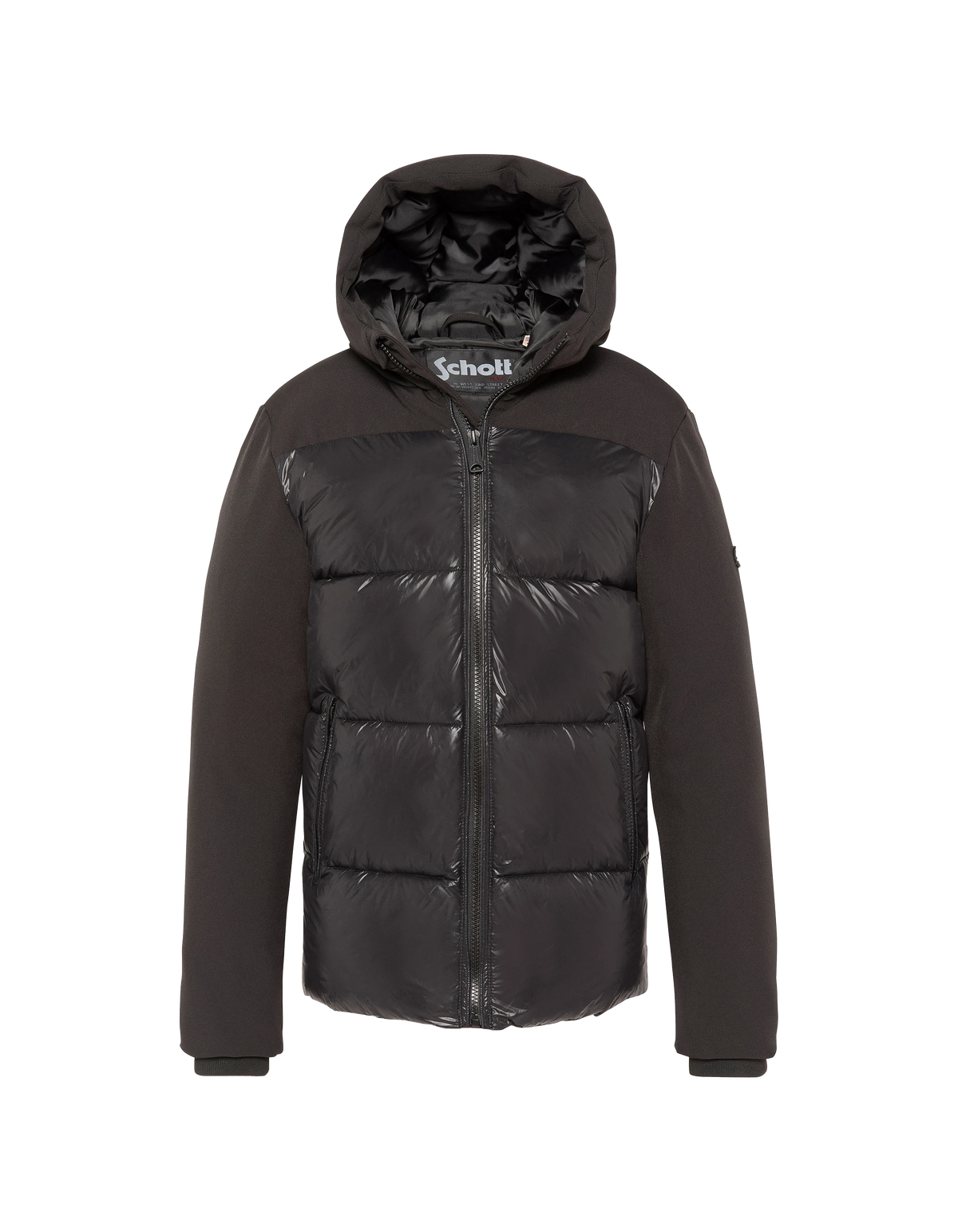 Blouson à capuche noir bi-matière enfant-1