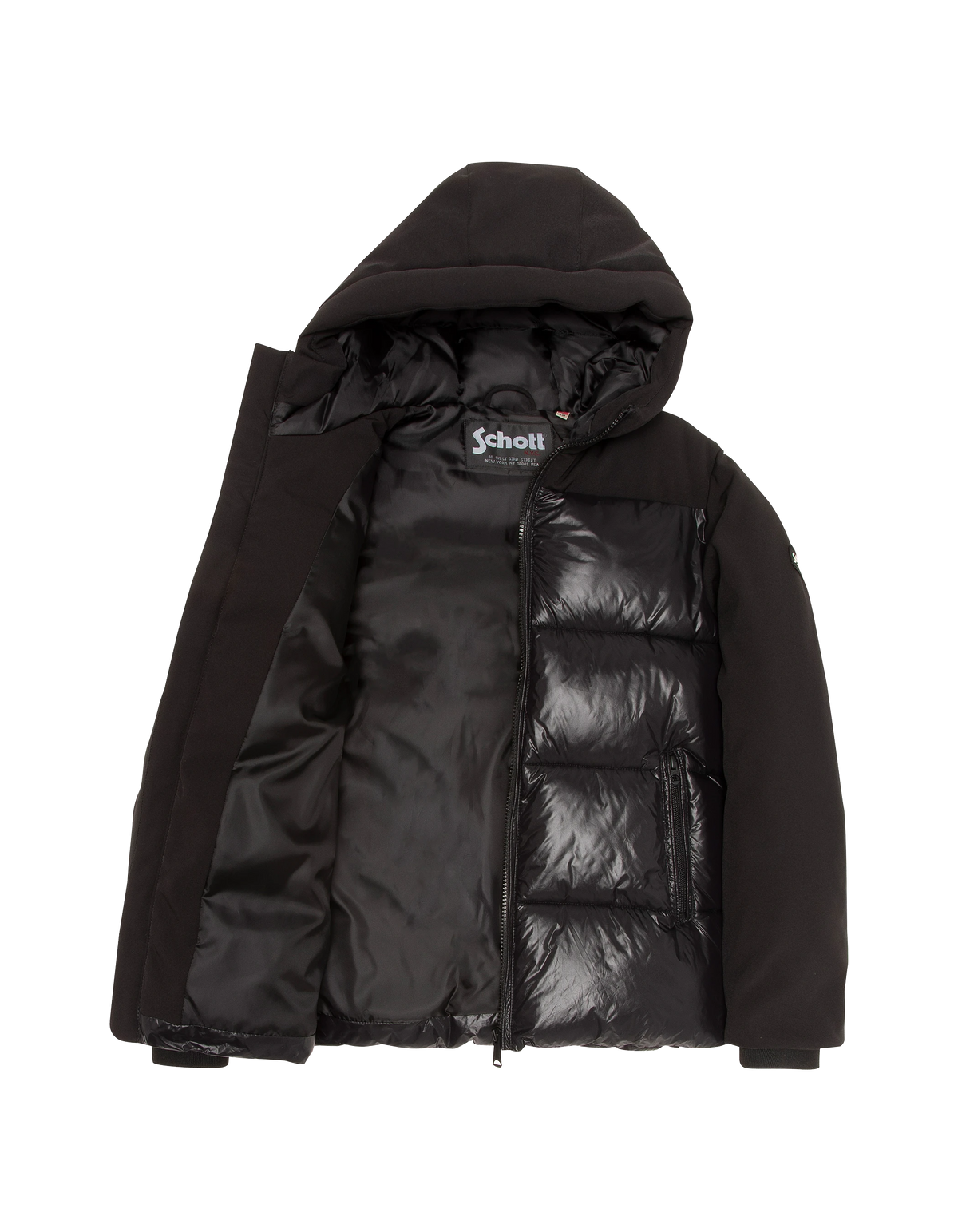 Blouson à capuche noir bi-matière enfant-4