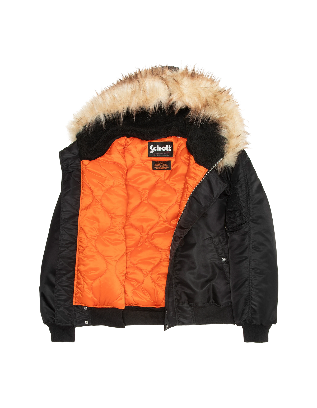 Chaqueta de snorkel N2B negra con capucha, corte oversize