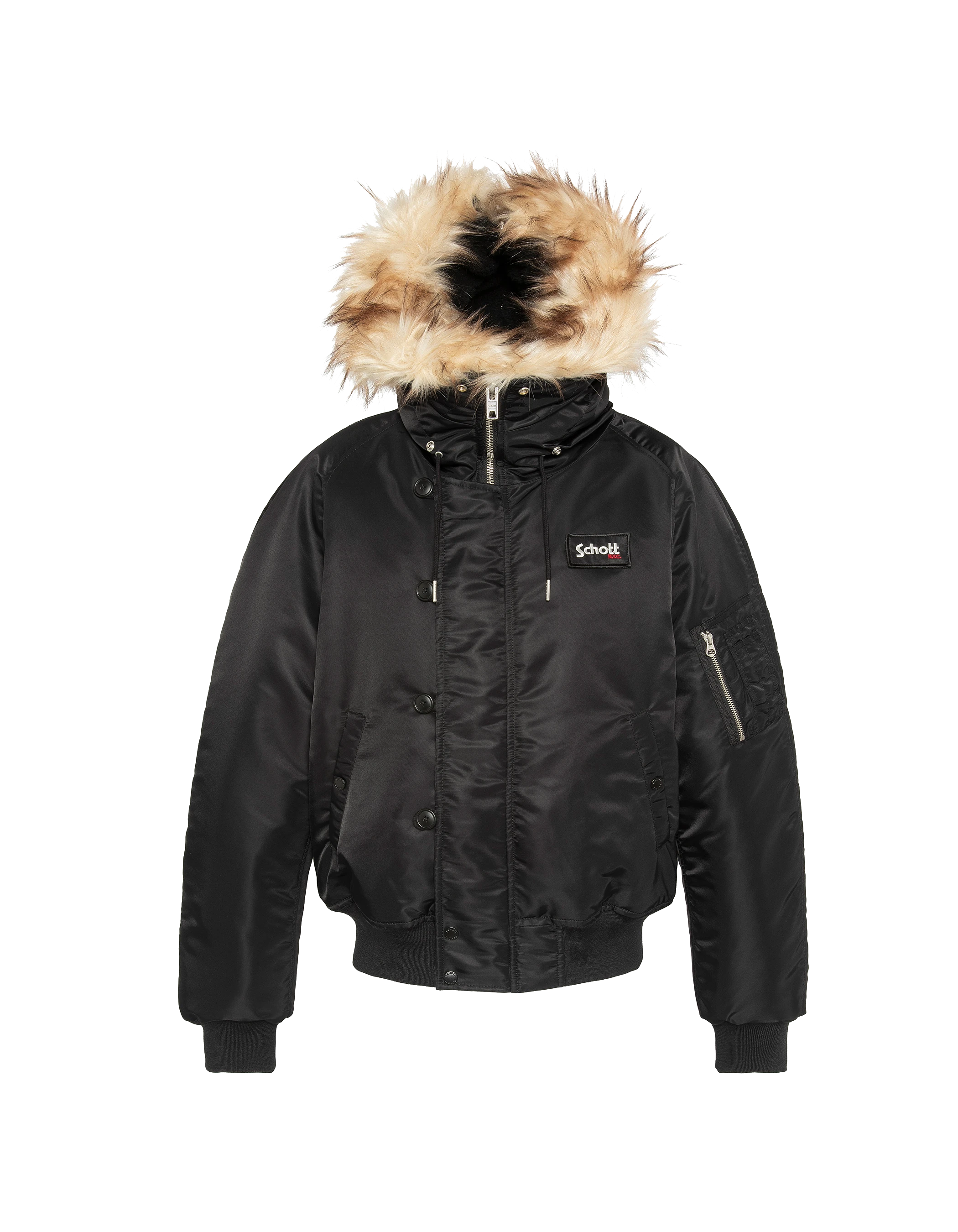 Black hooded snorkel n2b jacket, oversized cut - n2b90rs | Schott NYC® Black hooded snorkel n2b jacket, oversized cut - n2b90rs | Schott NYC®