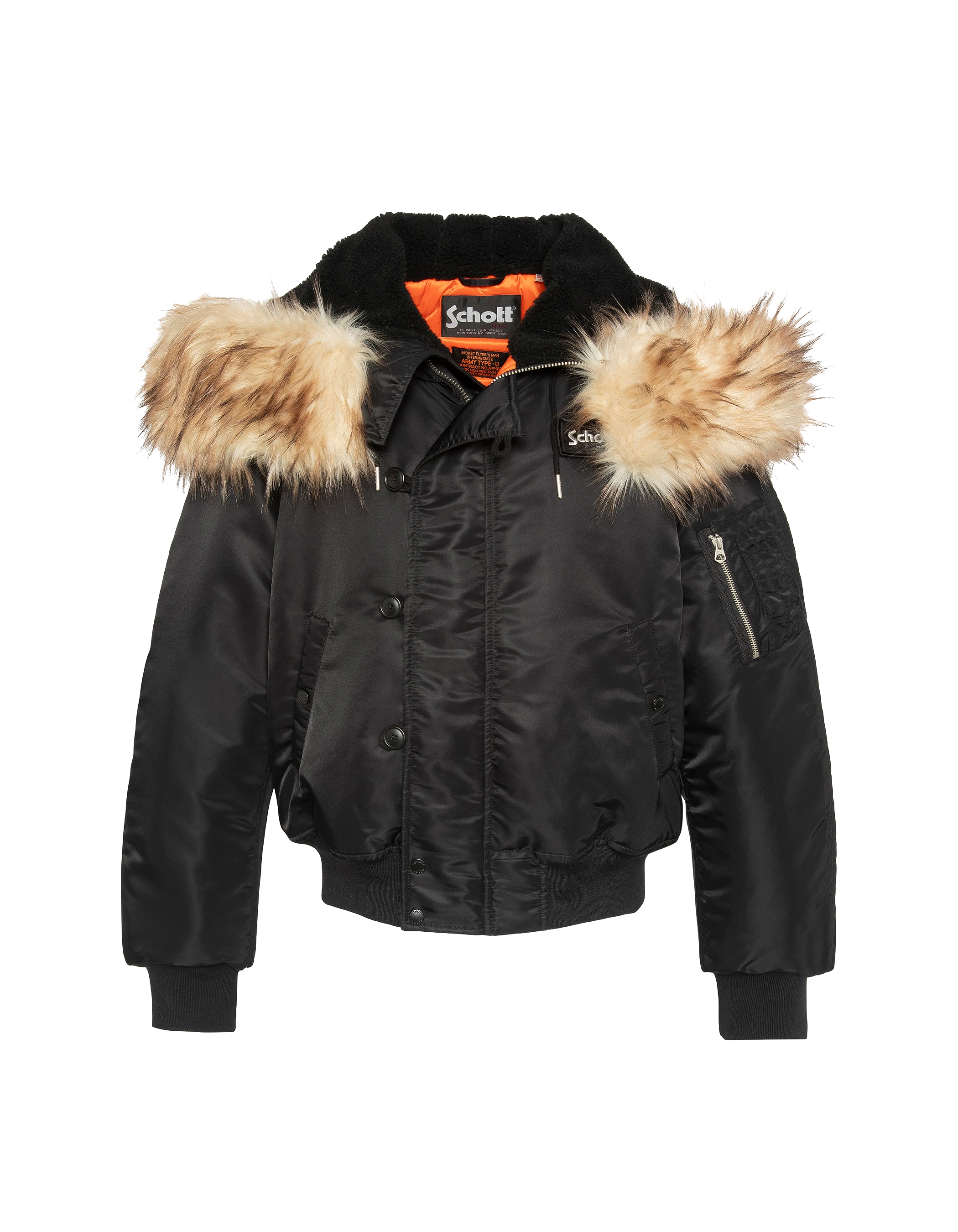 Black hooded snorkel n2b jacket, oversized cut - n2b90rs | Schott NYC® Black hooded snorkel n2b jacket, oversized cut - n2b90rs | Schott NYC®