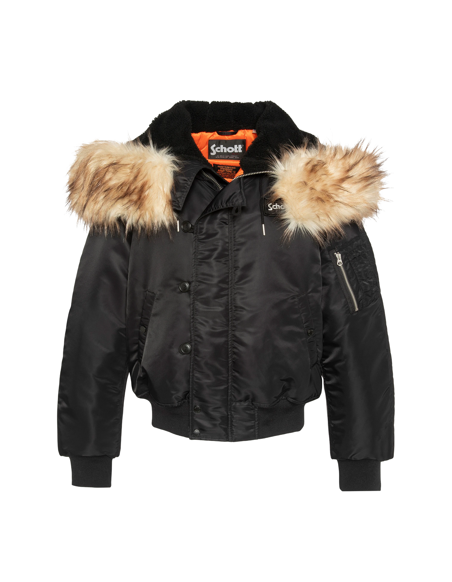 Chaqueta de snorkel N2B negra con capucha, corte oversize
