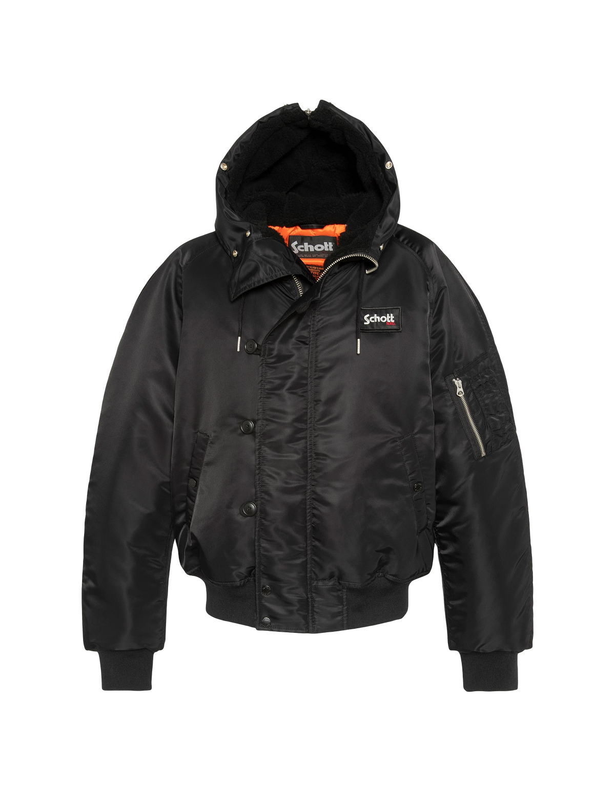 Chaqueta de snorkel N2B negra con capucha, corte oversize