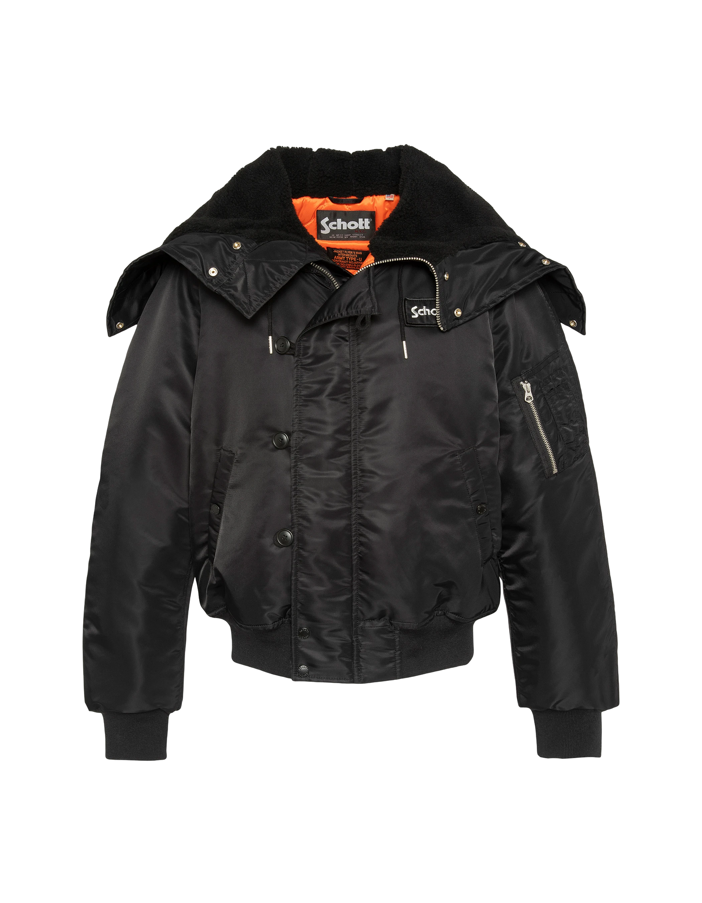 Chaqueta de snorkel N2B negra con capucha, corte oversize