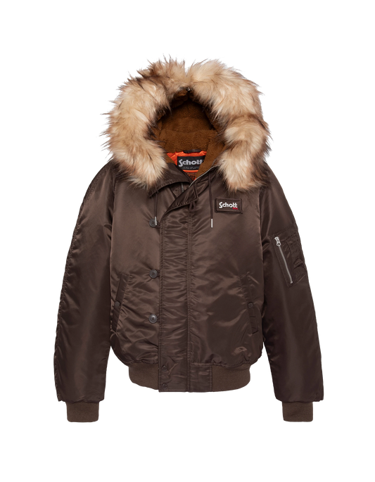 Black hooded snorkel n2b jacket, oversized cut - n2b90rs | Schott NYC®