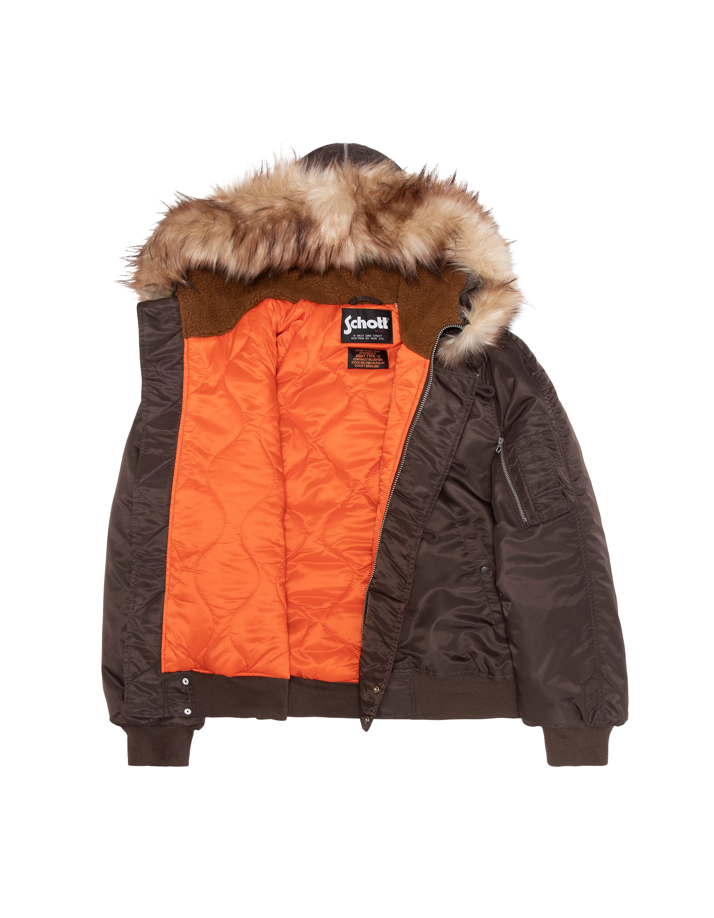 Chaqueta snorkel N2B marrón con capucha, corte oversize