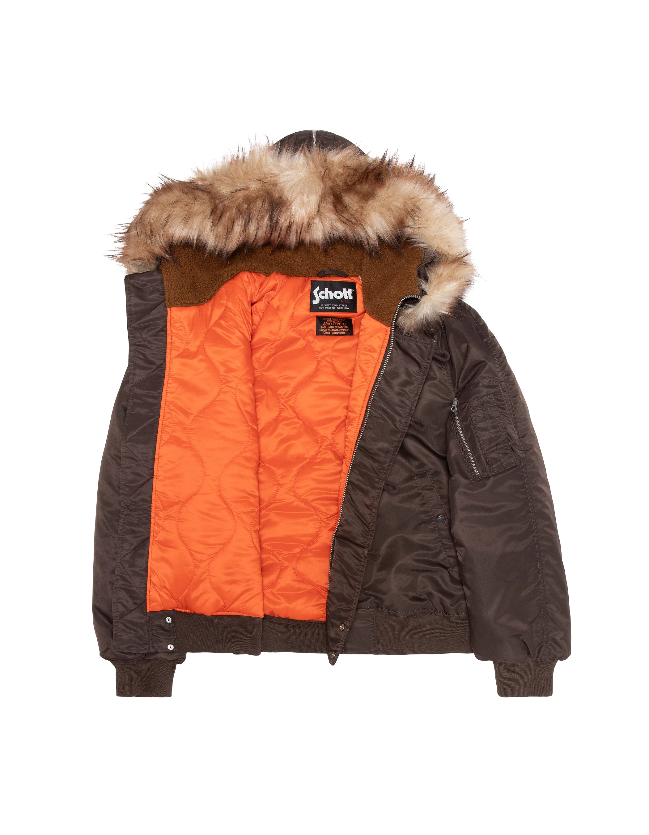 Chaqueta snorkel N2B marrón con capucha, corte oversize-16