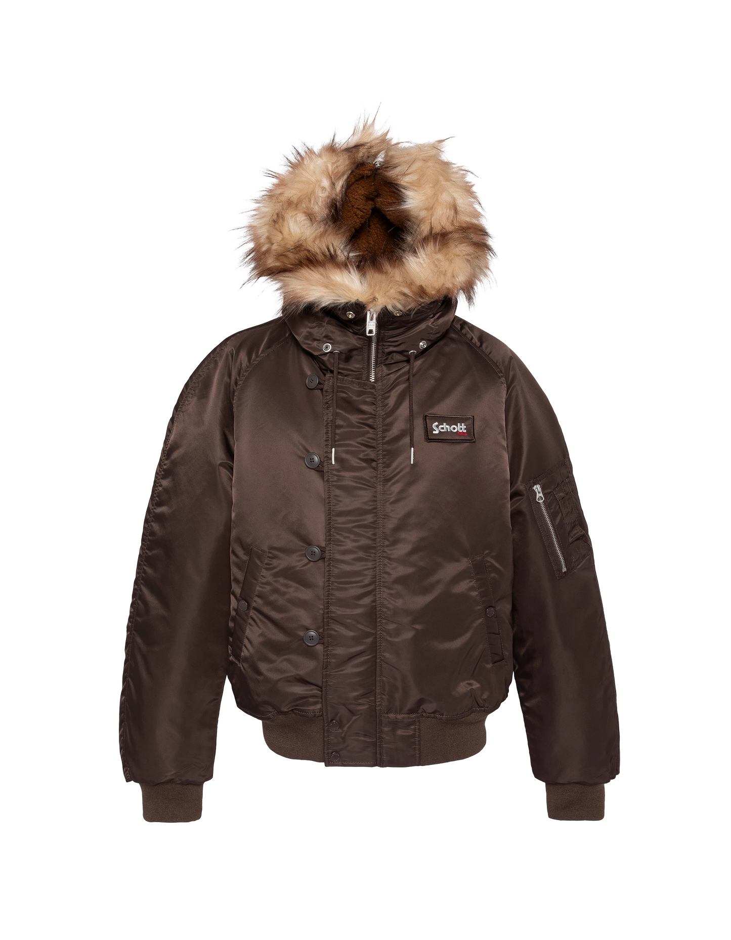 Chaqueta snorkel N2B marrón con capucha, corte oversize