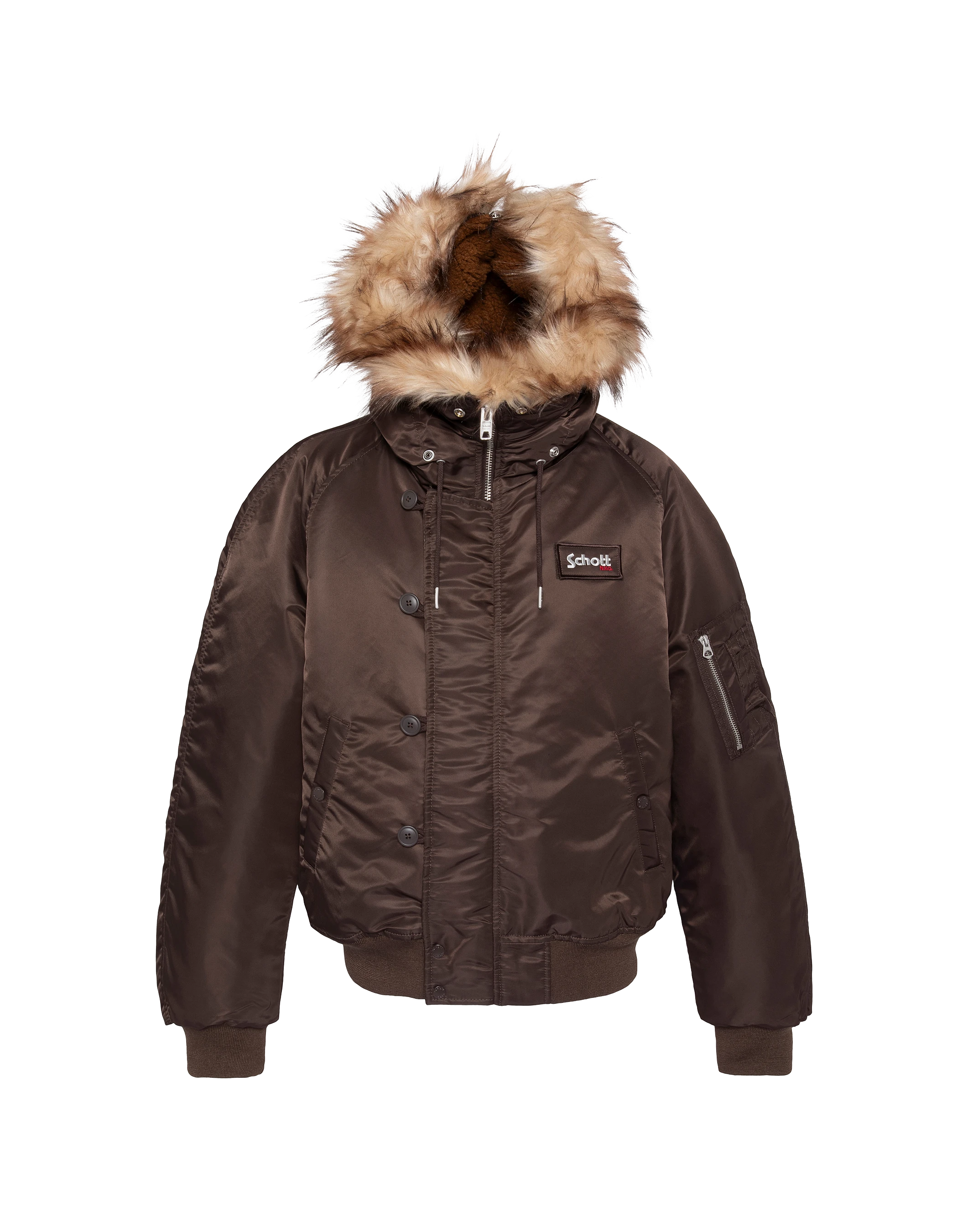 Chaqueta snorkel N2B marrón con capucha, corte oversize-8