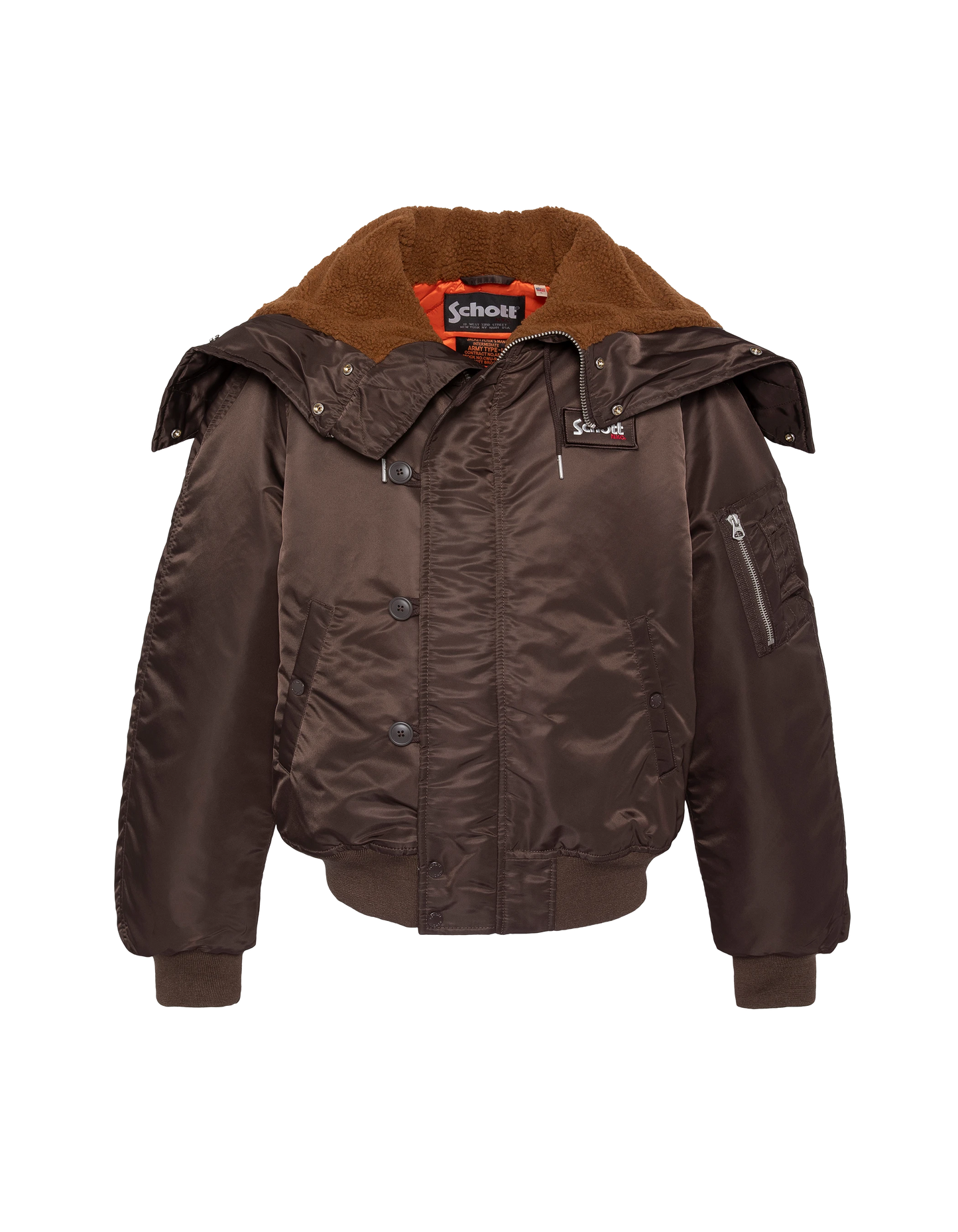 Chaqueta snorkel N2B marrón con capucha, corte oversize