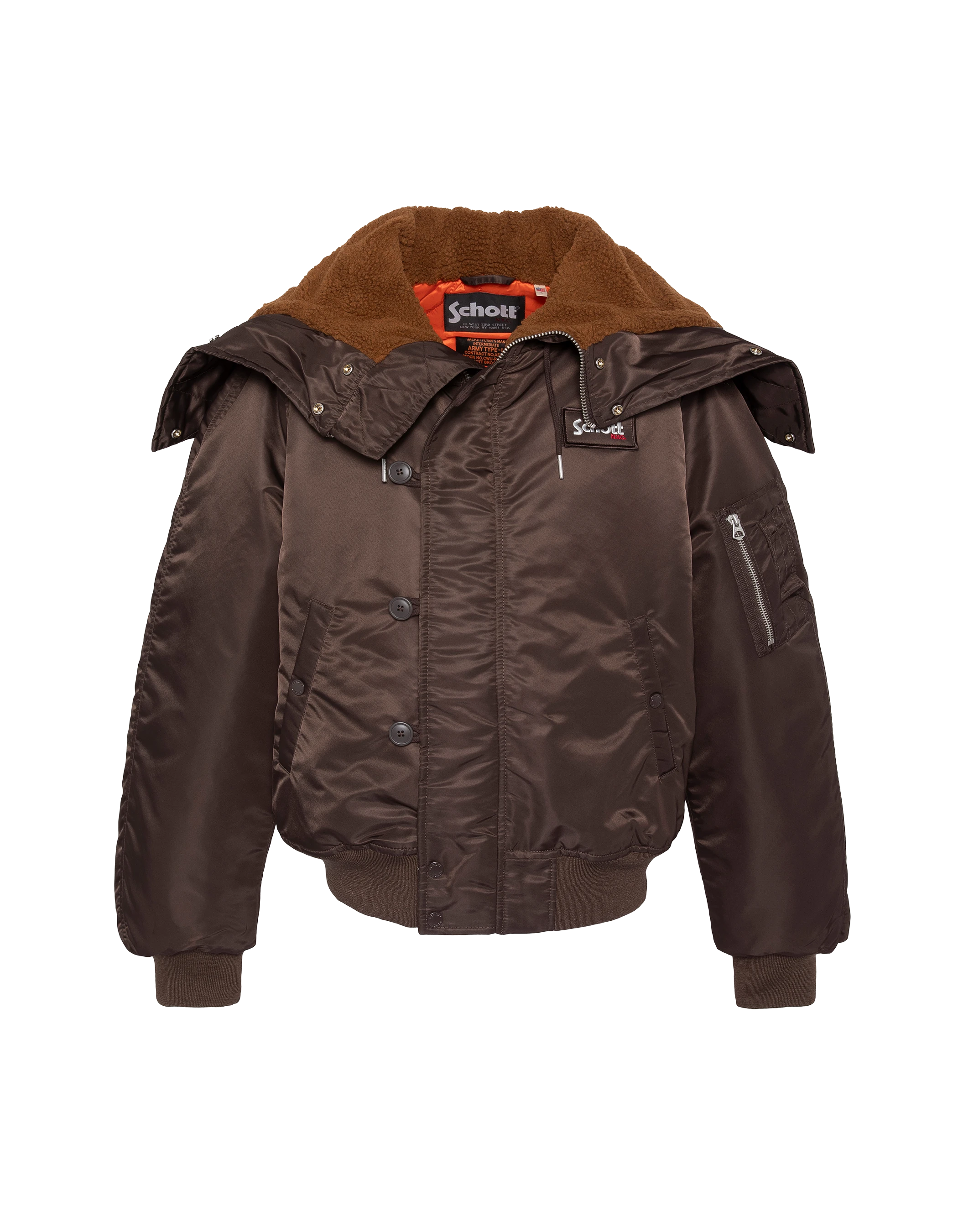 Chaqueta snorkel N2B marrón con capucha, corte oversize-11