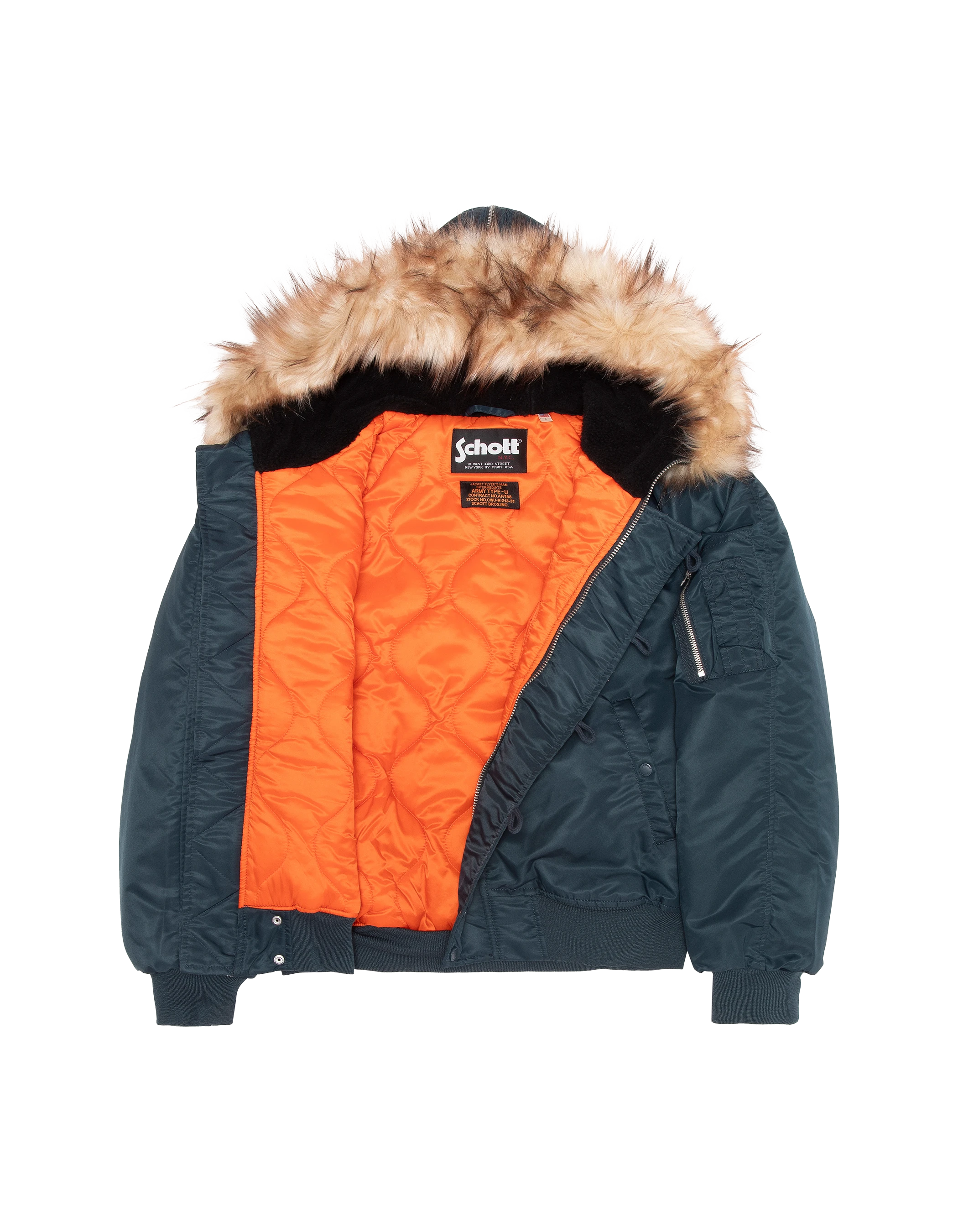 Chaqueta snorkel N2B azul marino con capucha, corte oversize-11