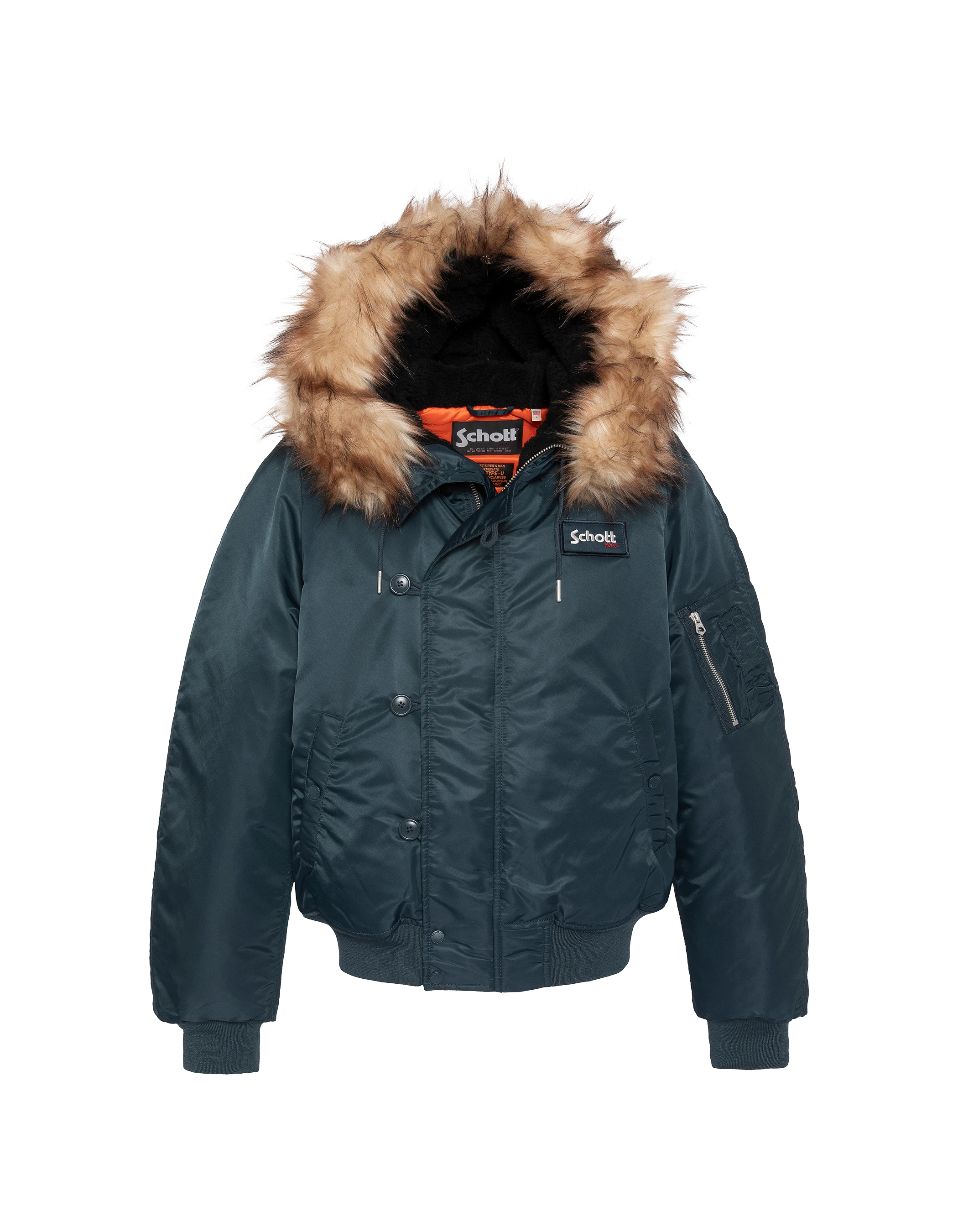 Chaqueta snorkel N2B azul marino con capucha, corte oversize-1