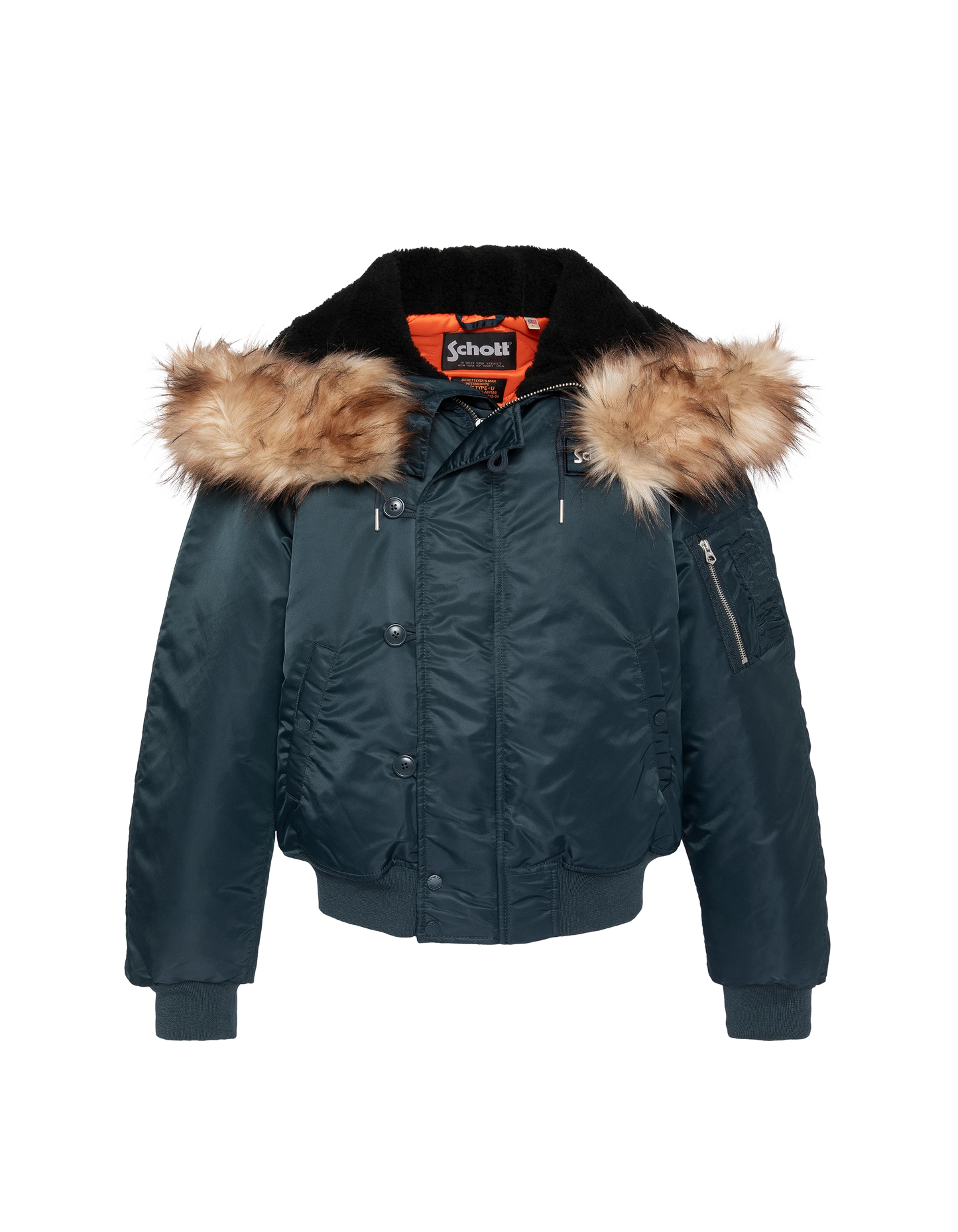 Chaqueta snorkel N2B azul marino con capucha, corte oversize