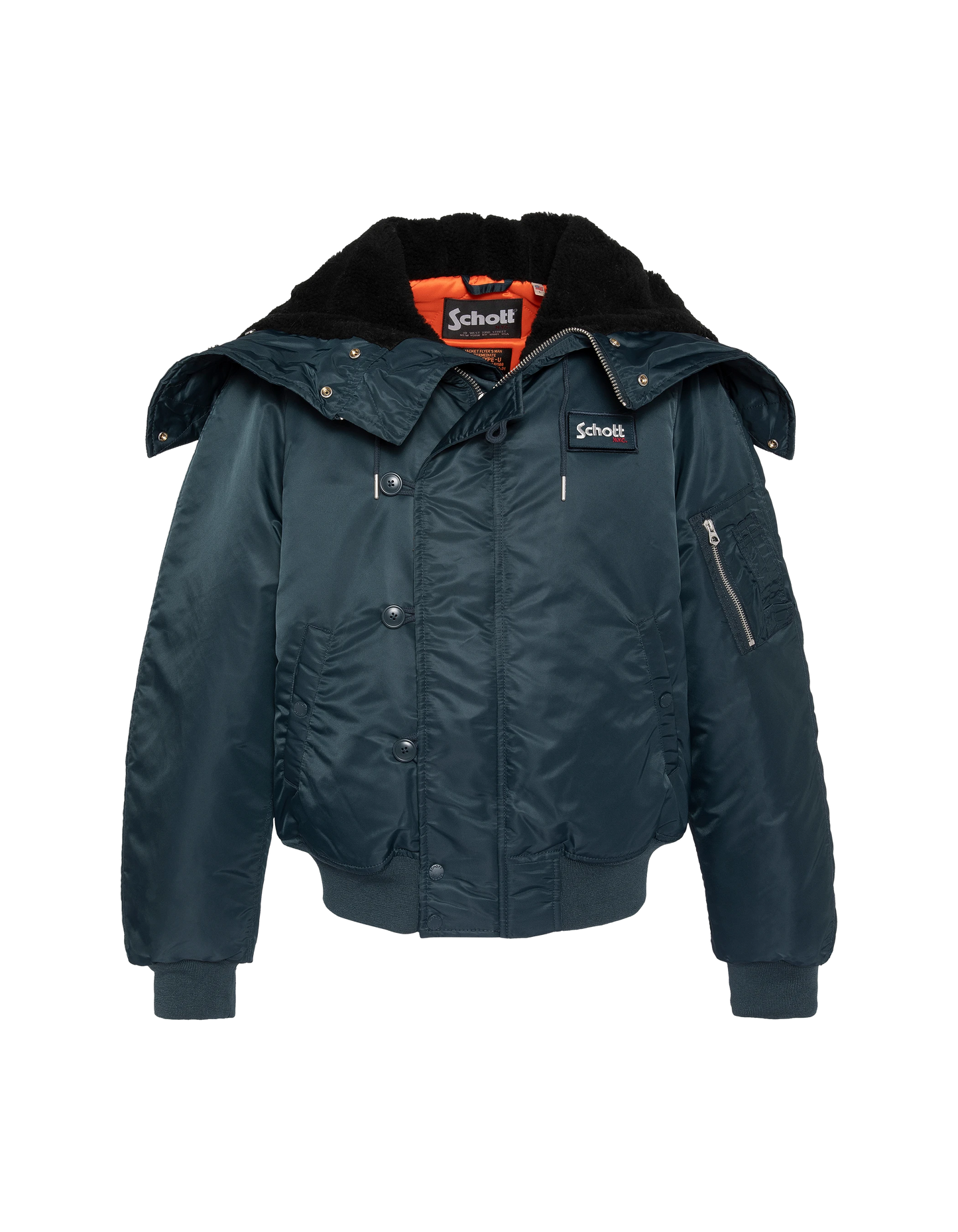 Chaqueta snorkel N2B azul marino con capucha, corte oversize