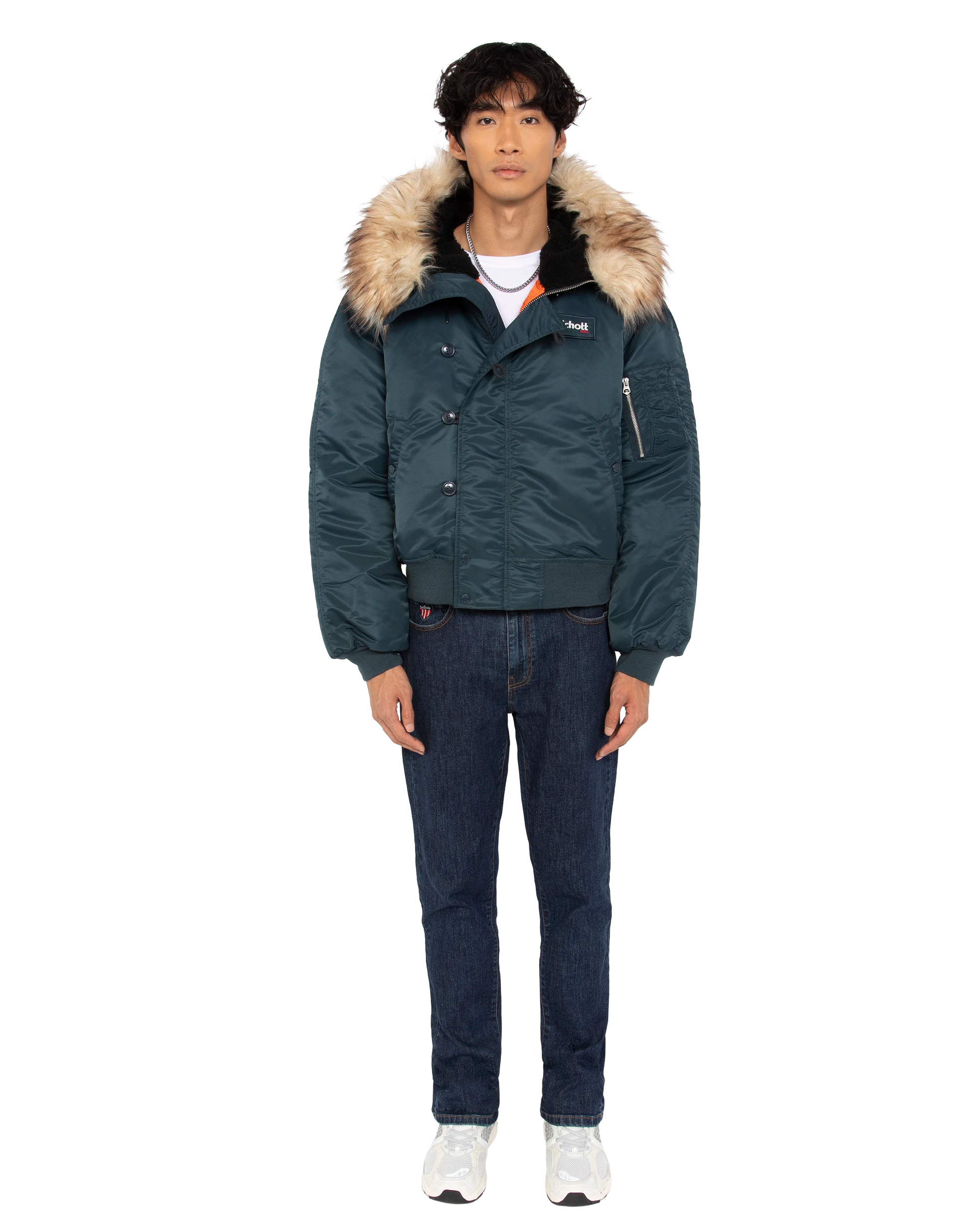 Snorkel n2b navy blue jacket with hooded, oversized cut - n2b90rs