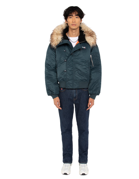 Blouson snorkel N2B bleu marine à capuche, coupe oversize