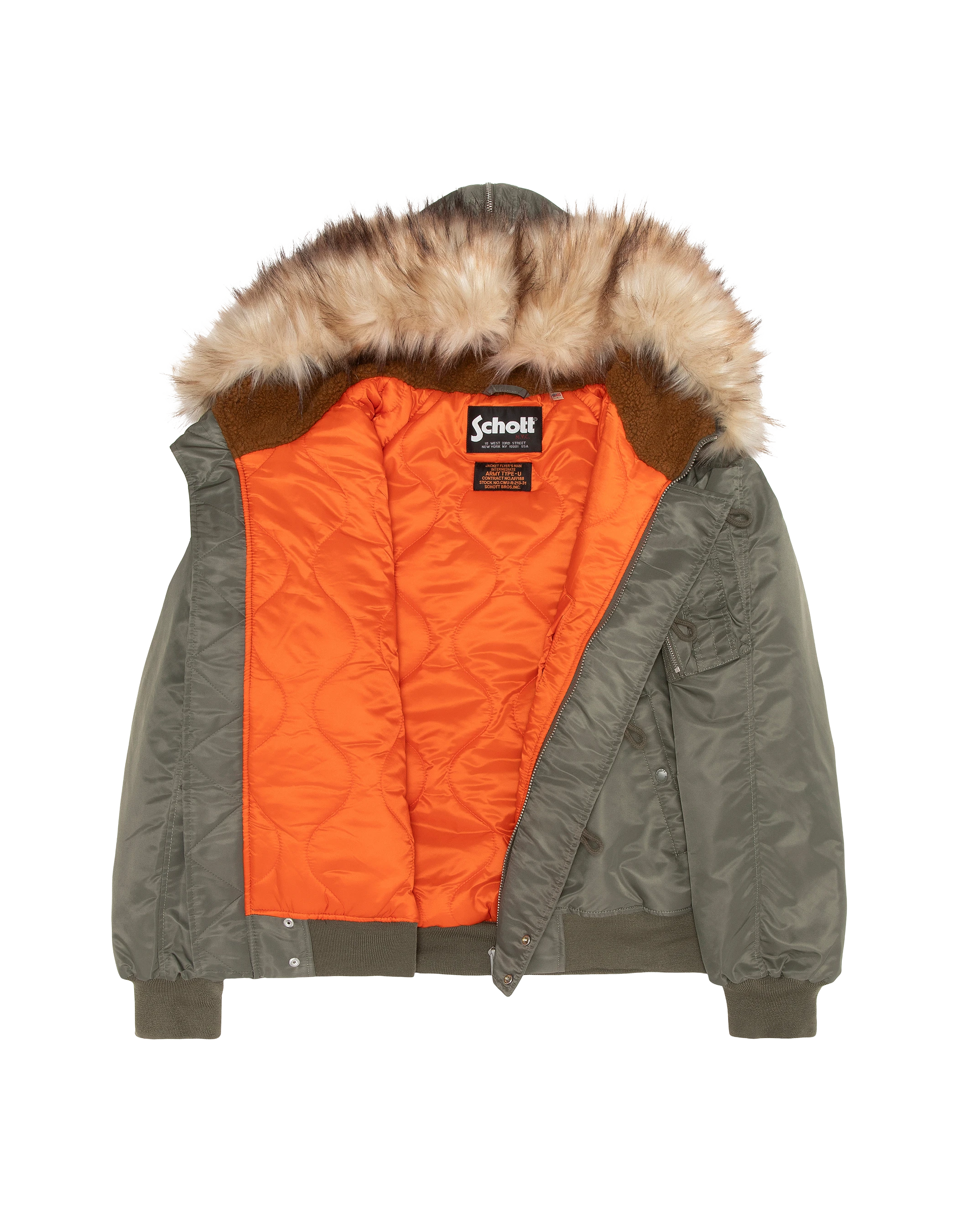 Chaqueta de snorkel N2B caqui salvia con capucha, corte oversize-11