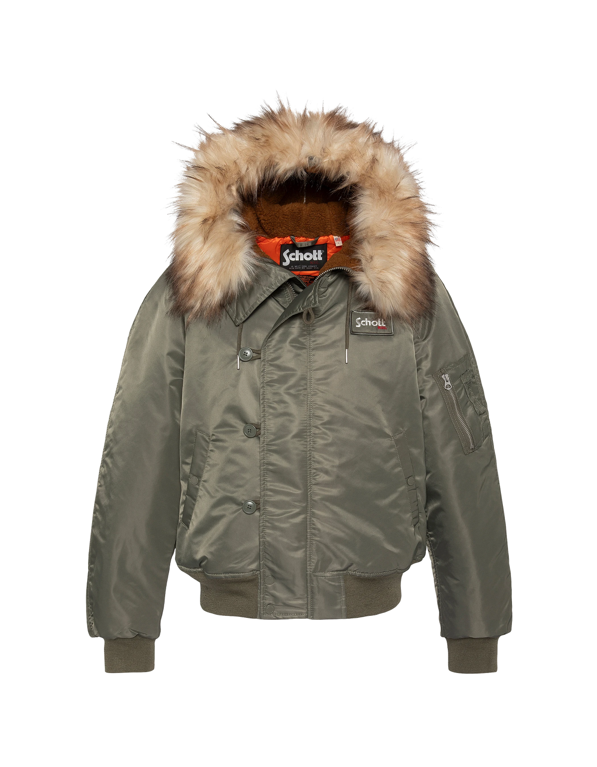 Chaqueta de snorkel N2B caqui salvia con capucha, corte oversize