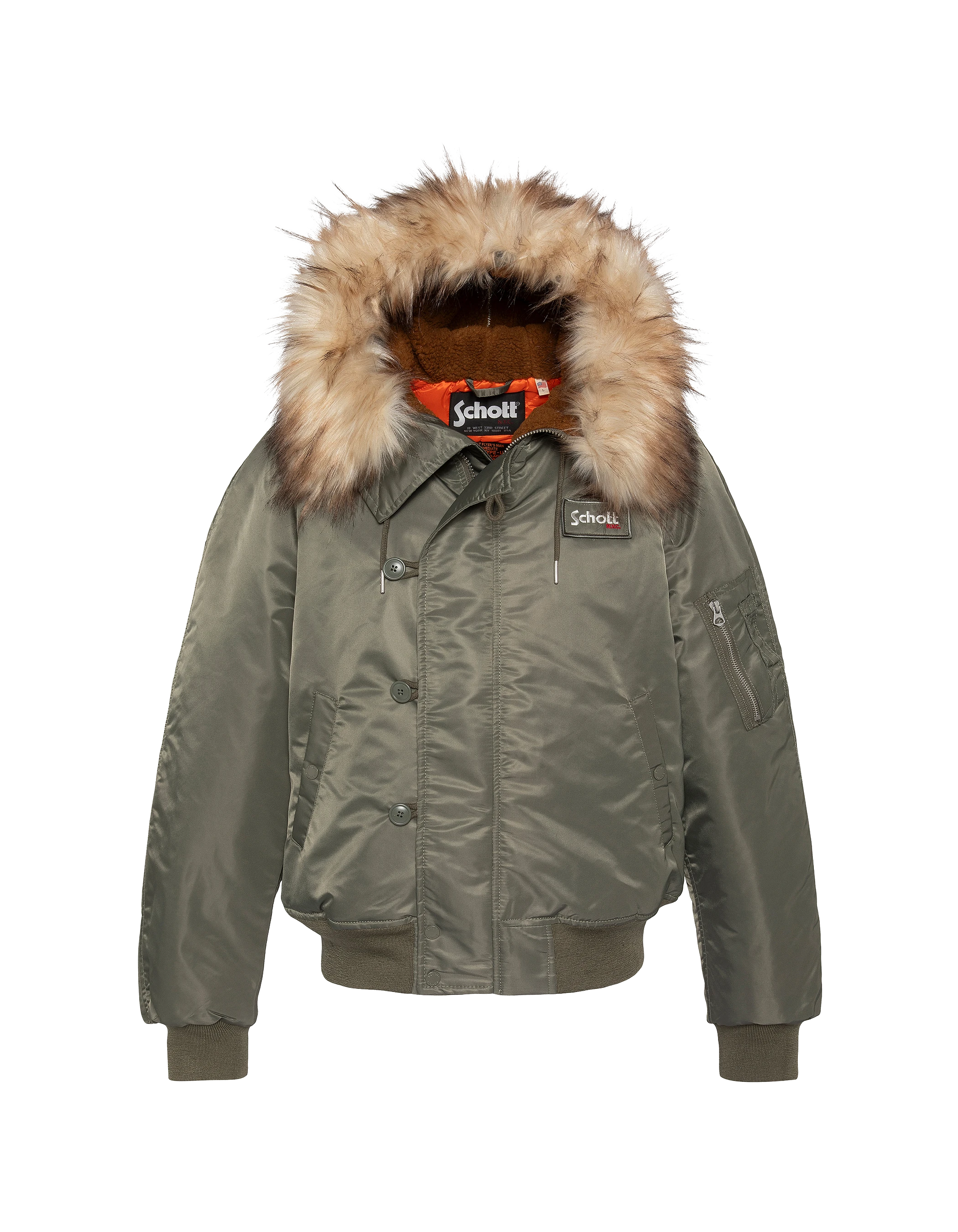 Chaqueta de snorkel N2B caqui salvia con capucha, corte oversize-1