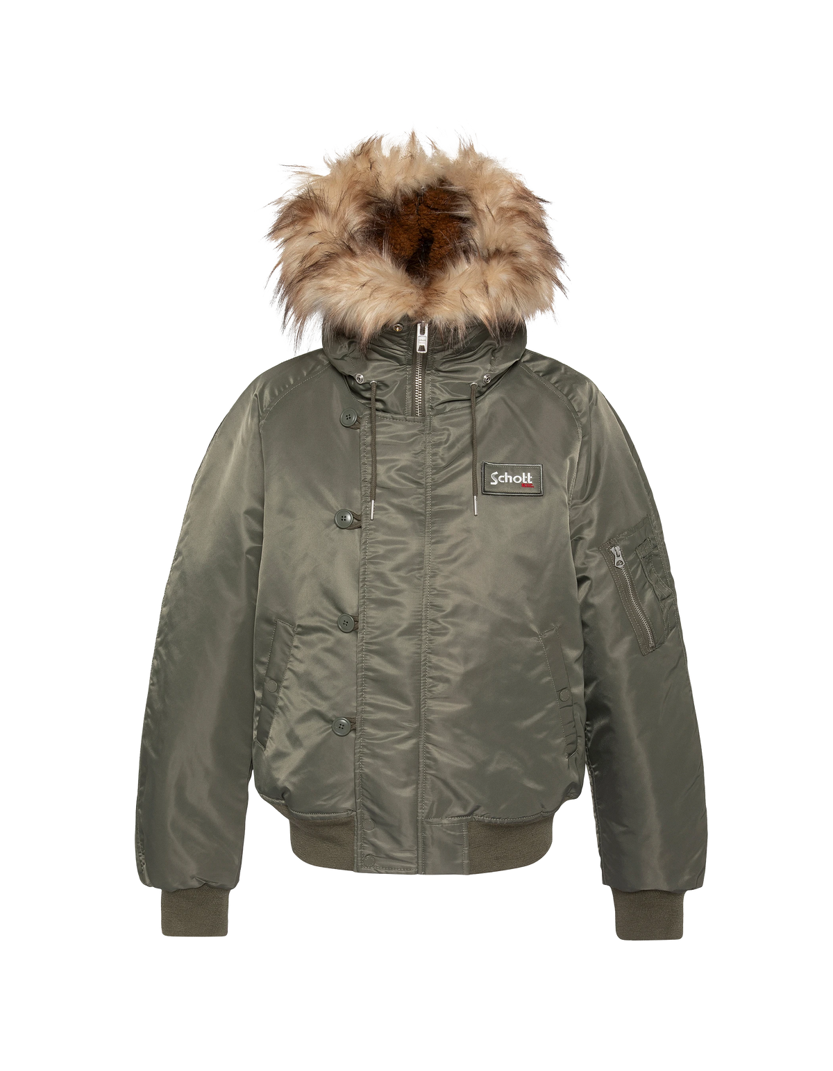 Chaqueta de snorkel N2B caqui salvia con capucha, corte oversize-3