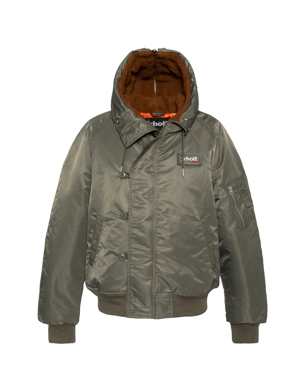 Chaqueta de snorkel N2B caqui salvia con capucha, corte oversize-5