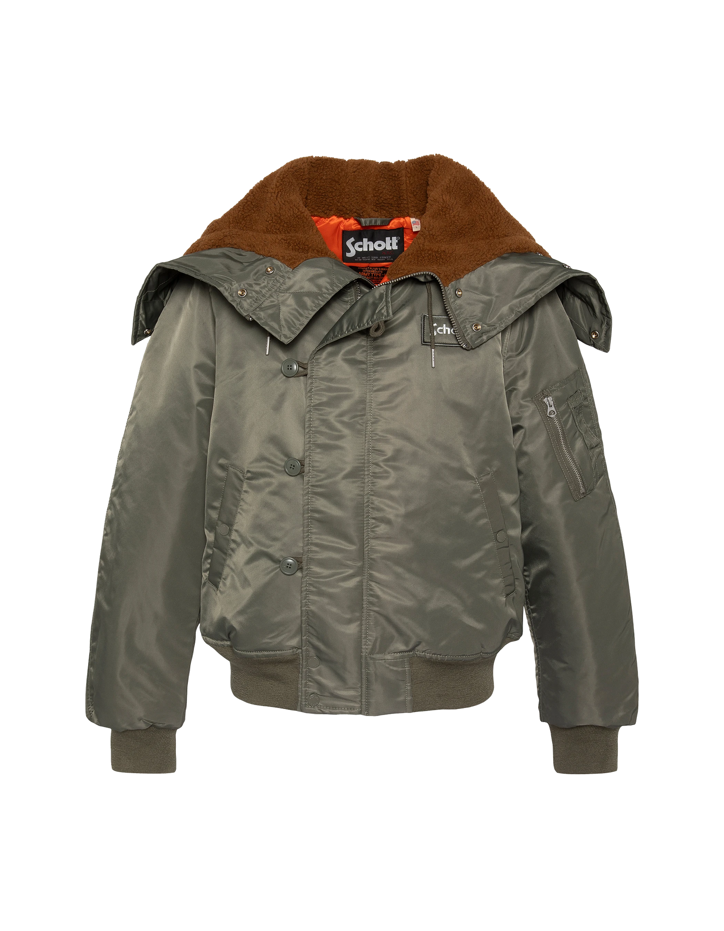 Schnorchel N2B Salbei Khaki -Jacke mit Kapuze, übergroßer Tasse