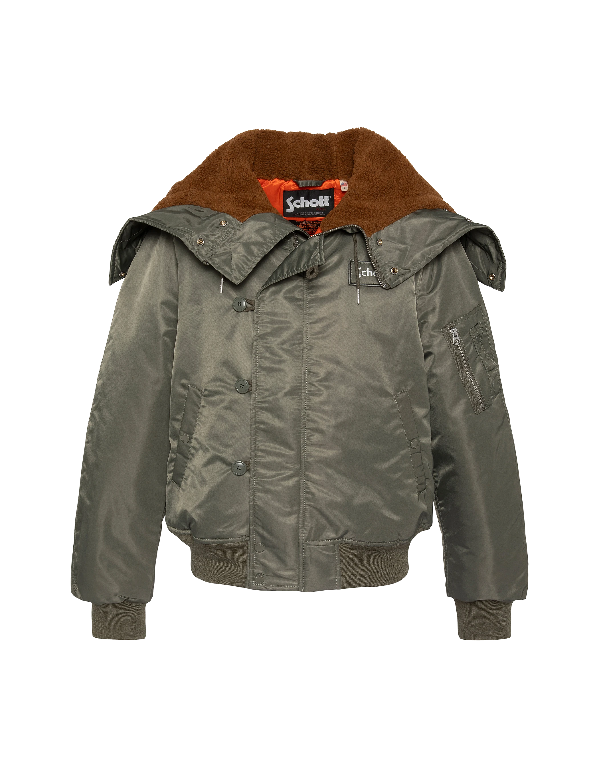 Chaqueta de snorkel N2B caqui salvia con capucha, corte oversize-6