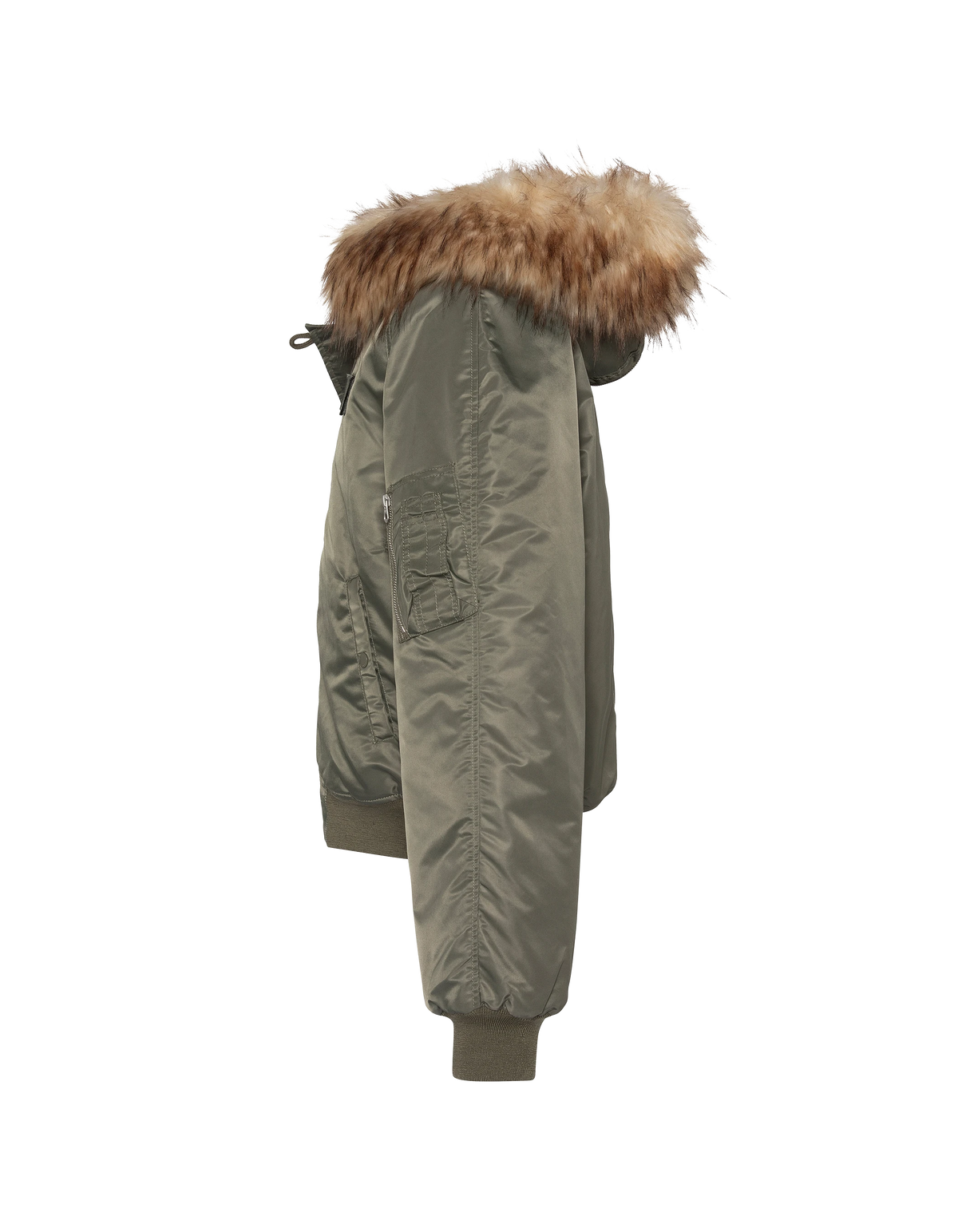 Chaqueta de snorkel N2B caqui salvia con capucha, corte oversize