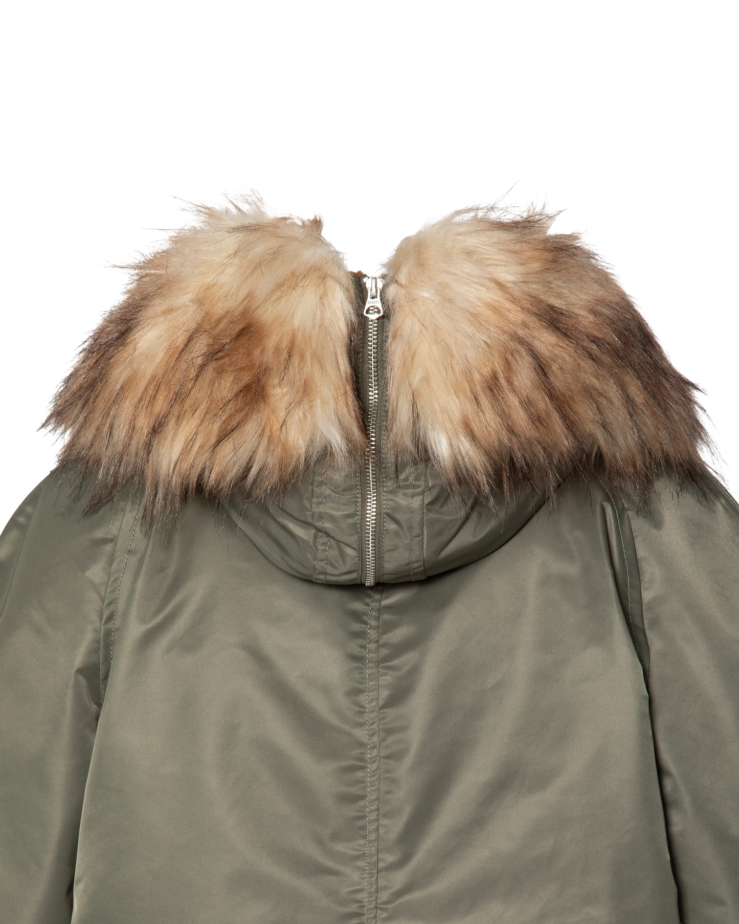 Chaqueta de snorkel N2B caqui salvia con capucha, corte oversize