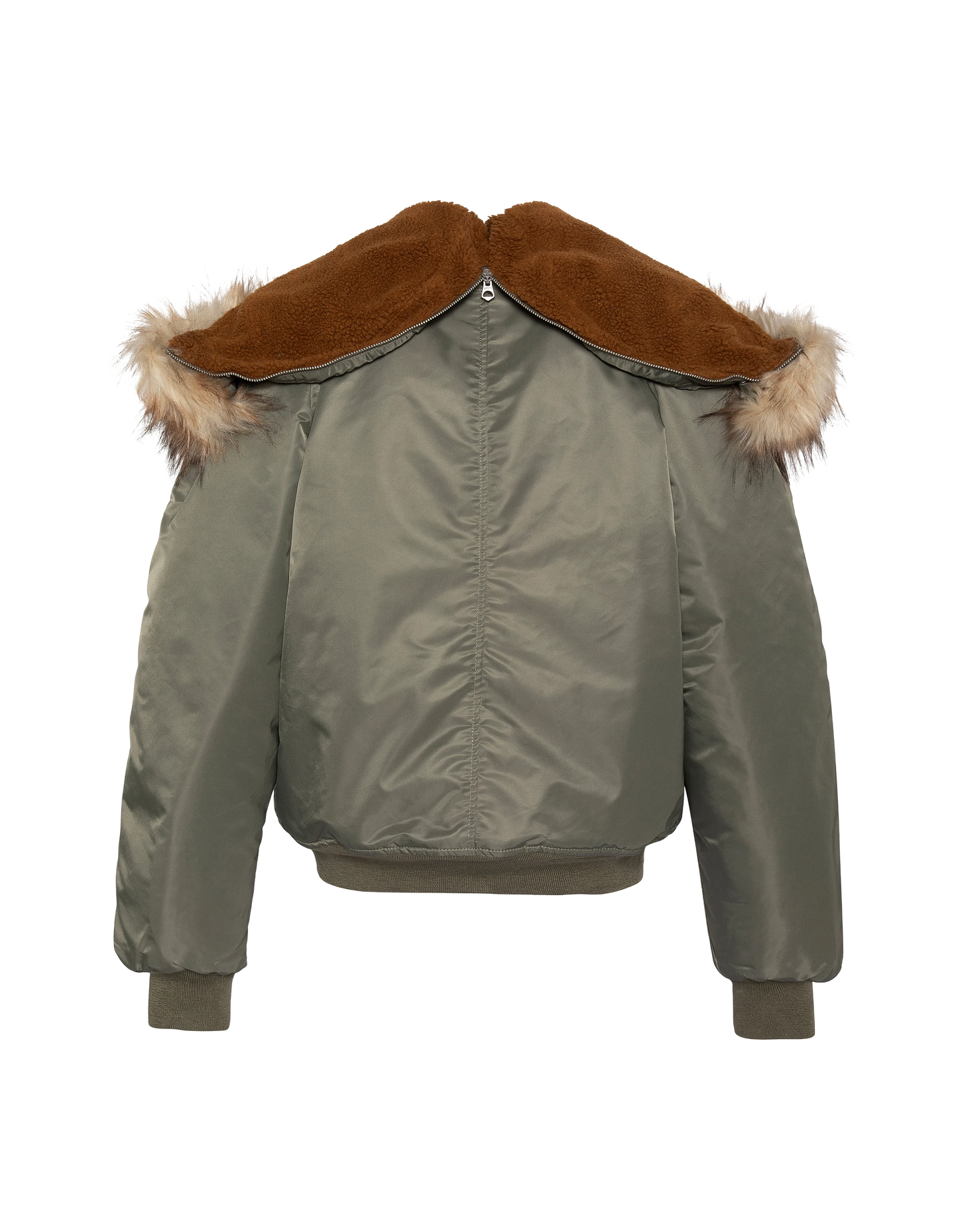 Chaqueta de snorkel N2B caqui salvia con capucha, corte oversize